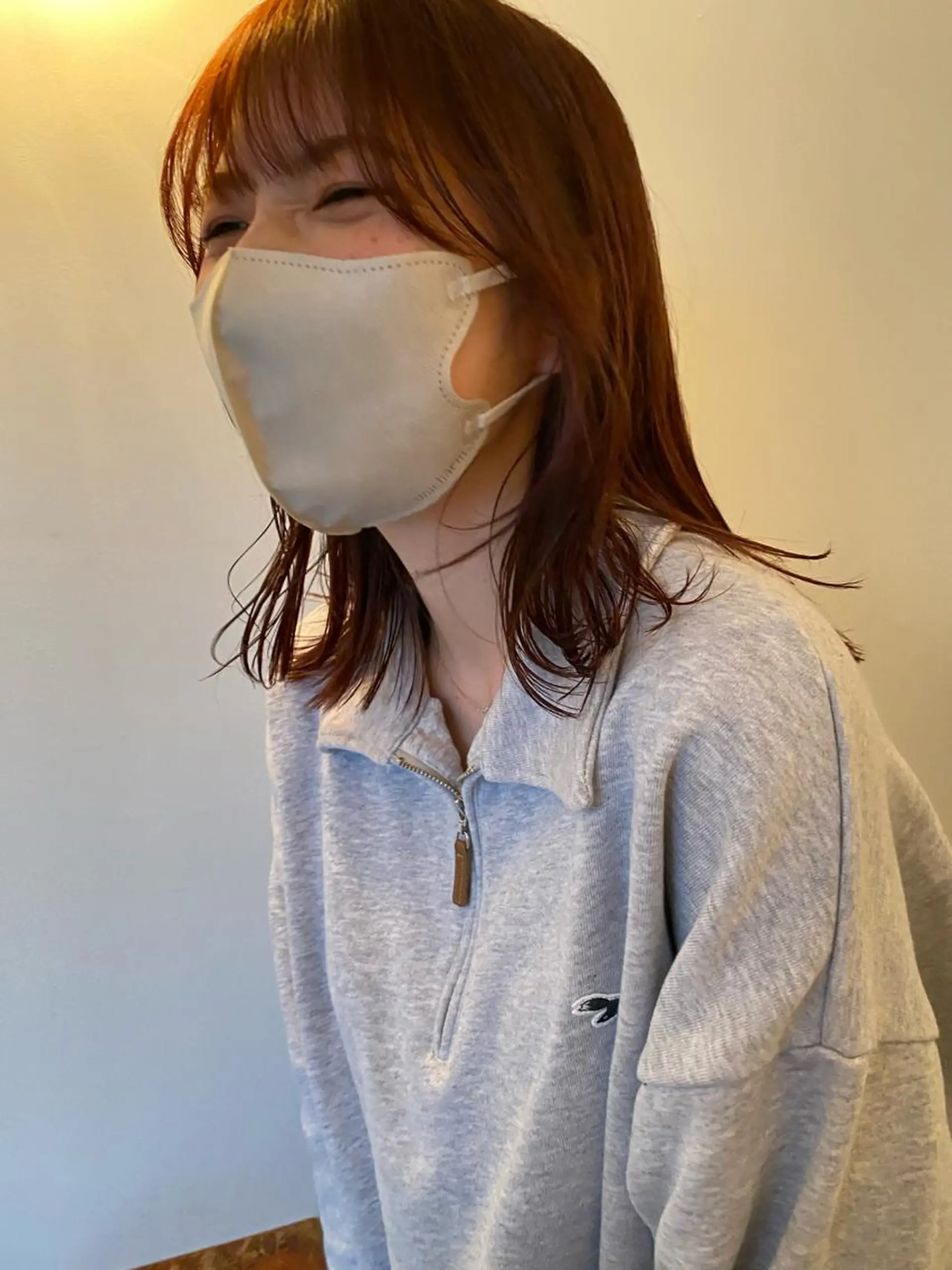 ミディアム カラー ヘアアレンジ 透明感カラー ピンクカラー 顔周りカット 高円寺/loca/ 田中南帆のヘアスタイル