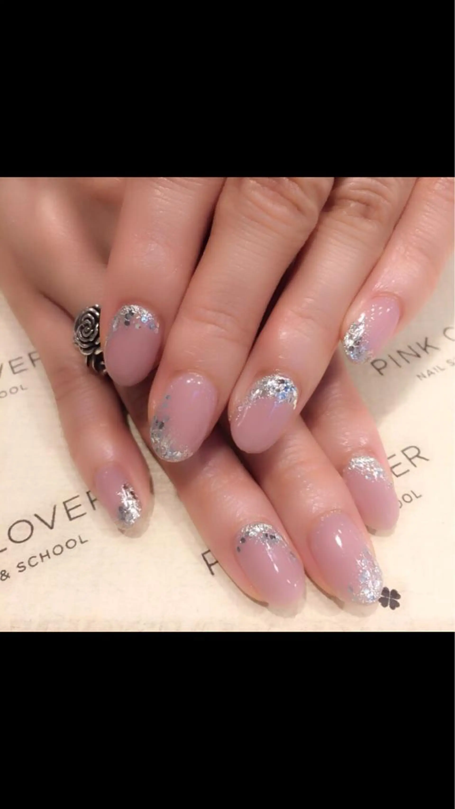 ネイル キラキラネイル ラメ(グリッター) 持ち込み ピンク シルバー 北村 麻美のネイルデザイン