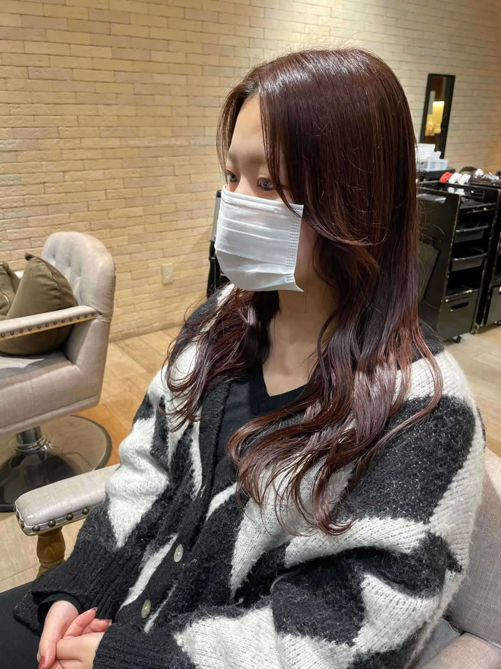 ロング ピンクブラウン 亀川蓮 Agu hairのヘアスタイル