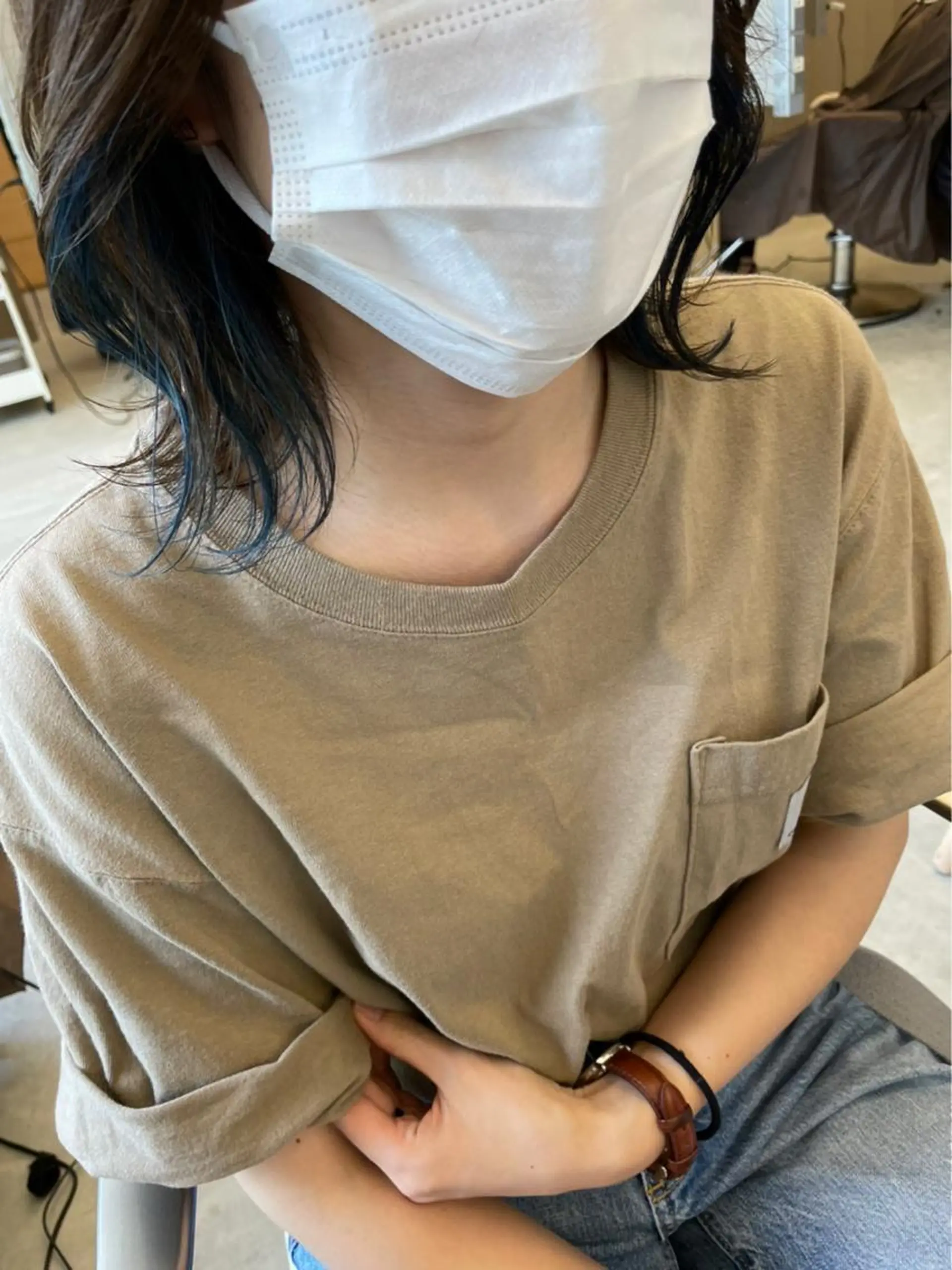 ミディアム カラー ブルーカラー インナーカラー chihale 富樫莉香のヘアスタイル