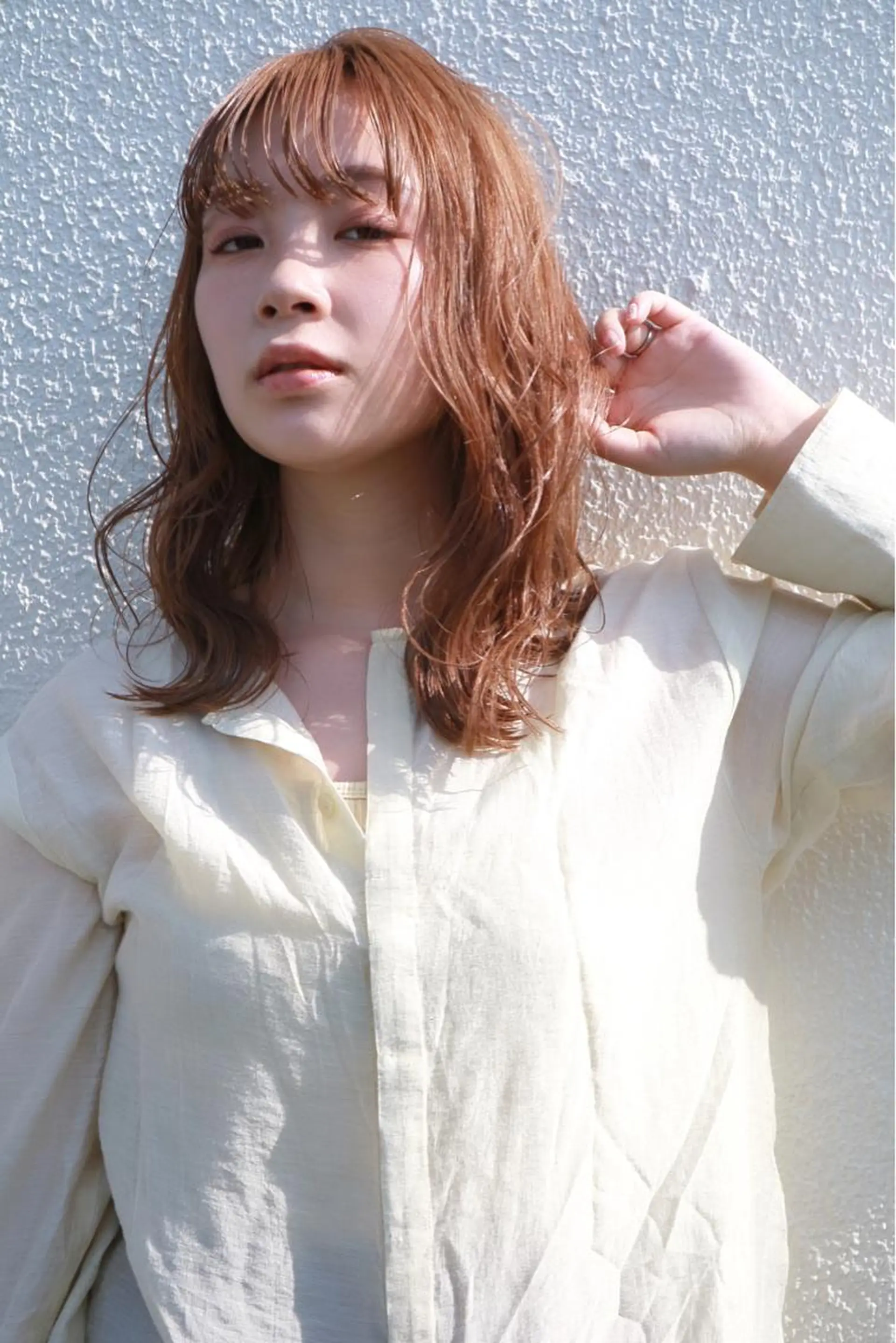 ミディアム カラー ベージュカラー オレンジ オレンジベージュ カット ヘアカラー 赤み消しカラー /透明感カラー 上長のヘアスタイル