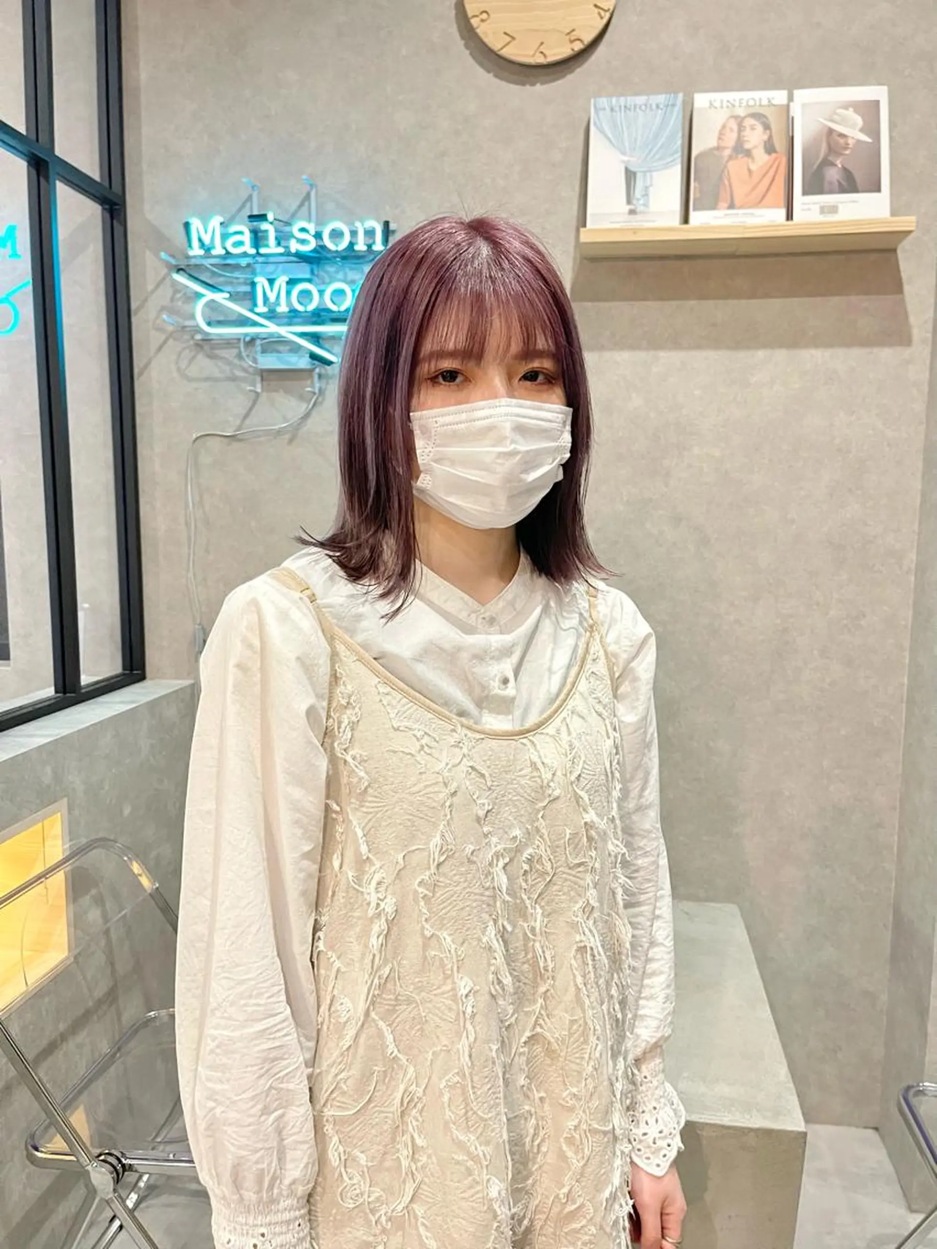 ミディアム カラー カット ヘアカラー トリートメント 一ノ瀬 暁のヘアスタイル