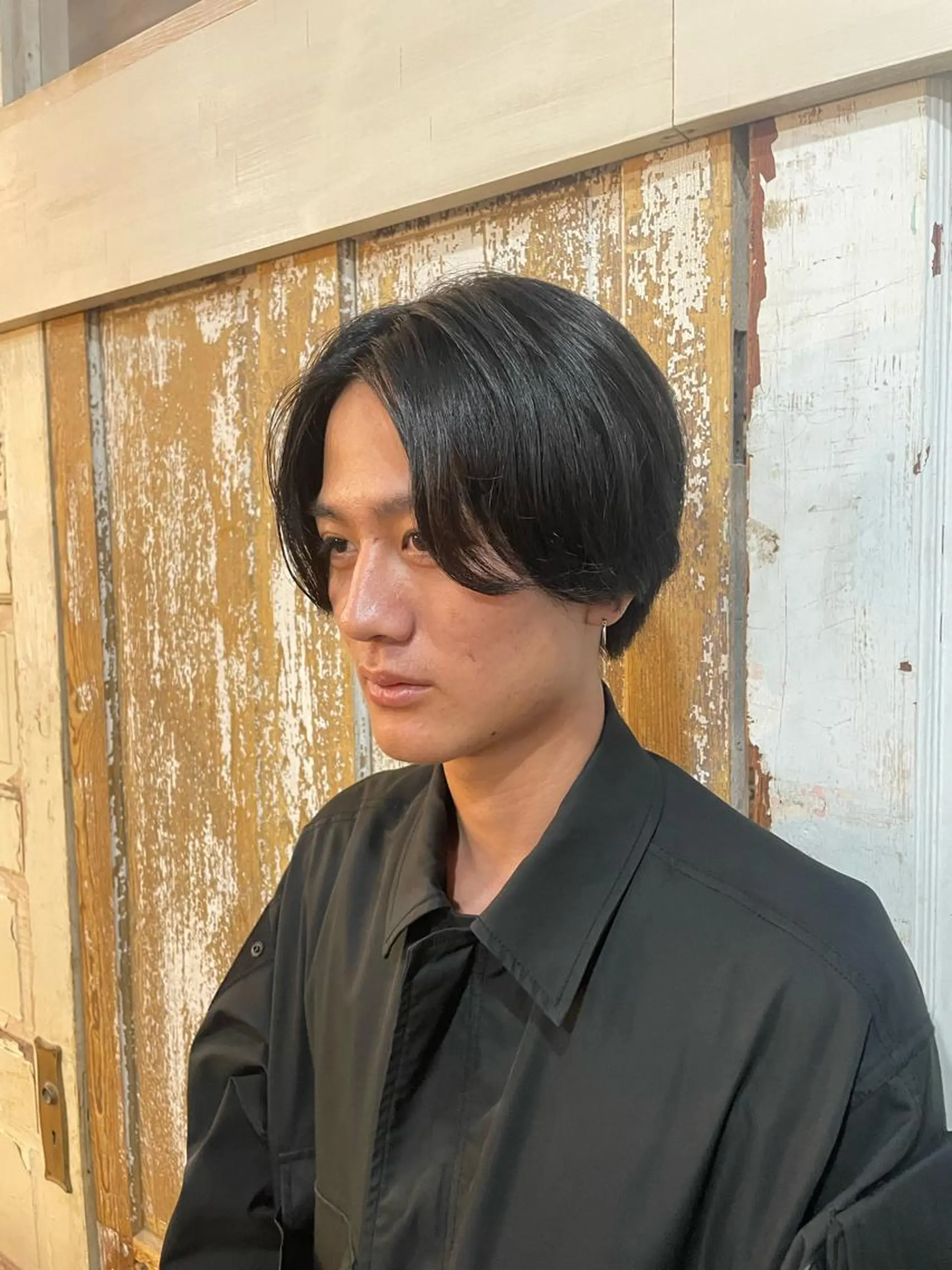 ショート パーマ メンズ ショートボブ メンズバレイヤージュ メンズブリーチ ダウンパーマ メンズハイライト カット パーマ トリートメント 南堀江メンズ ▫️SOSHI▫️のヘアスタイル