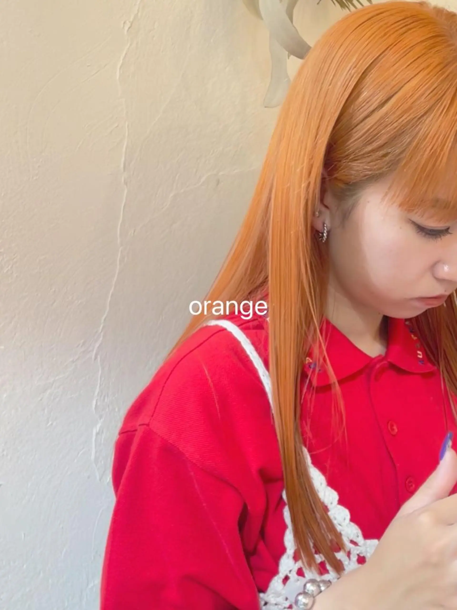 ロング カラー ヘアアレンジ ハイトーンカラー オレンジ 加藤あいり／大人 可愛いモテカラー♡のヘアスタイル