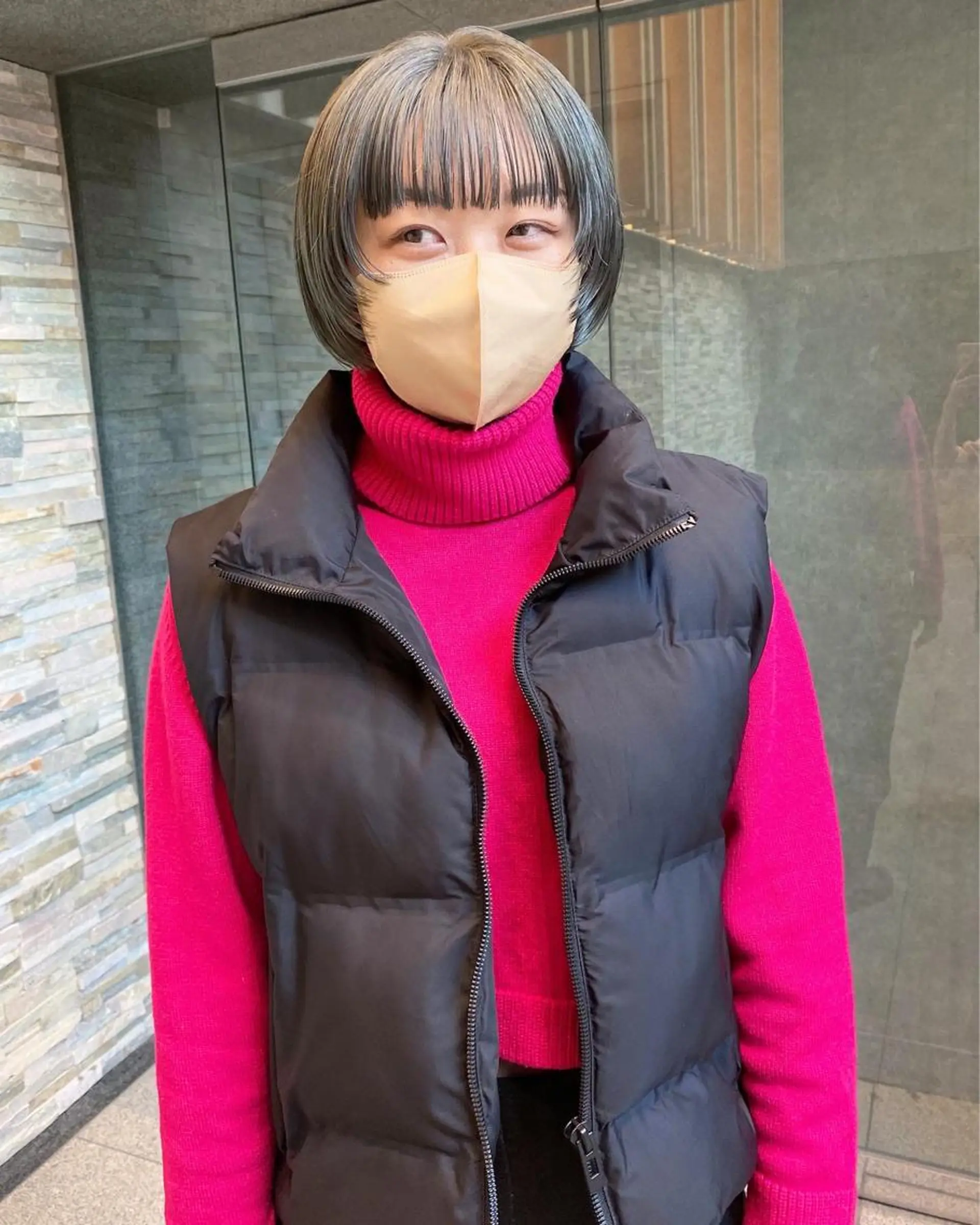 ショート カラー パーマ ヘアアレンジ 髪と音処　マトぺ所属・デザインカラー/ボブ ブリーチカラー/ユリのヘアスタイル