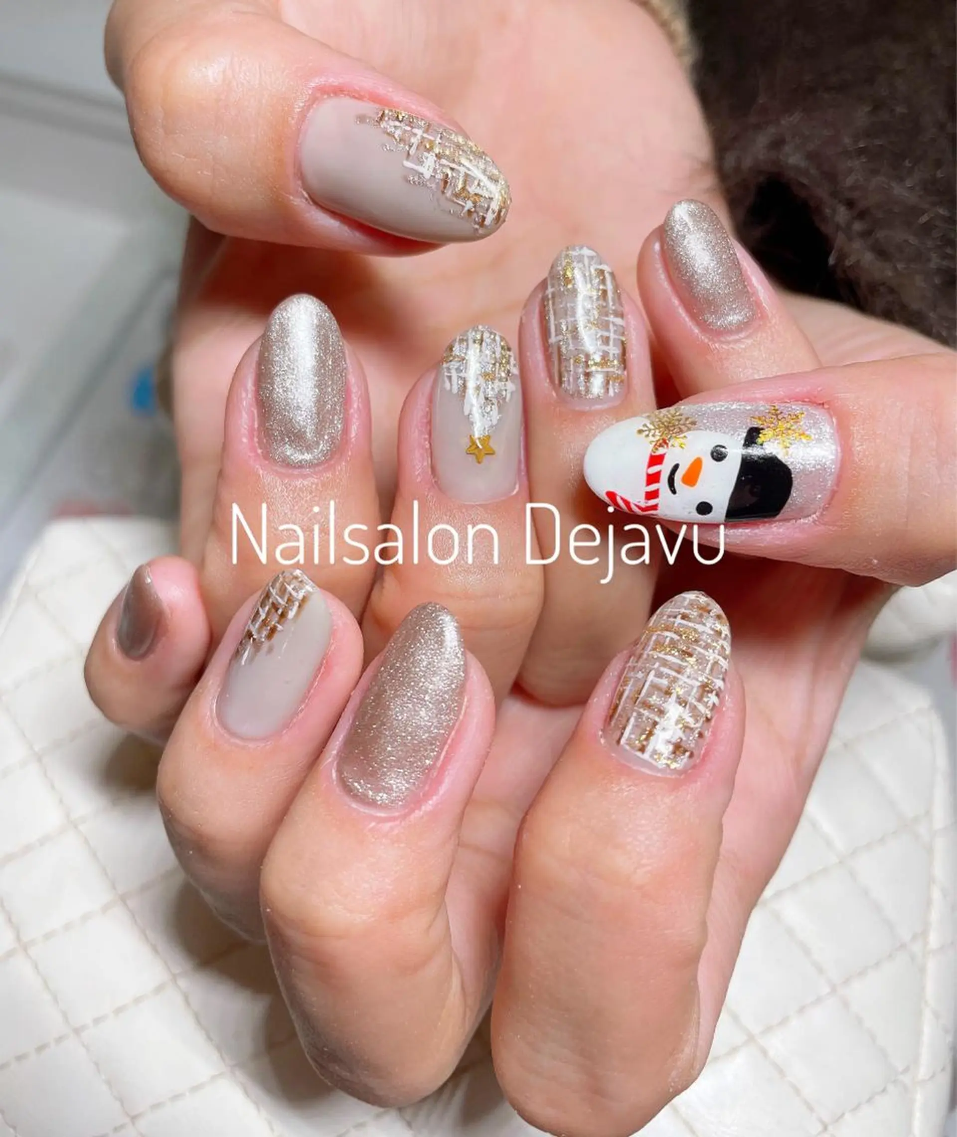 ネイル アートネイル ジェルネイル 持ち込み ツイードネイル 冬ネイル Nail salon Dejavu 🌿のネイルデザイン