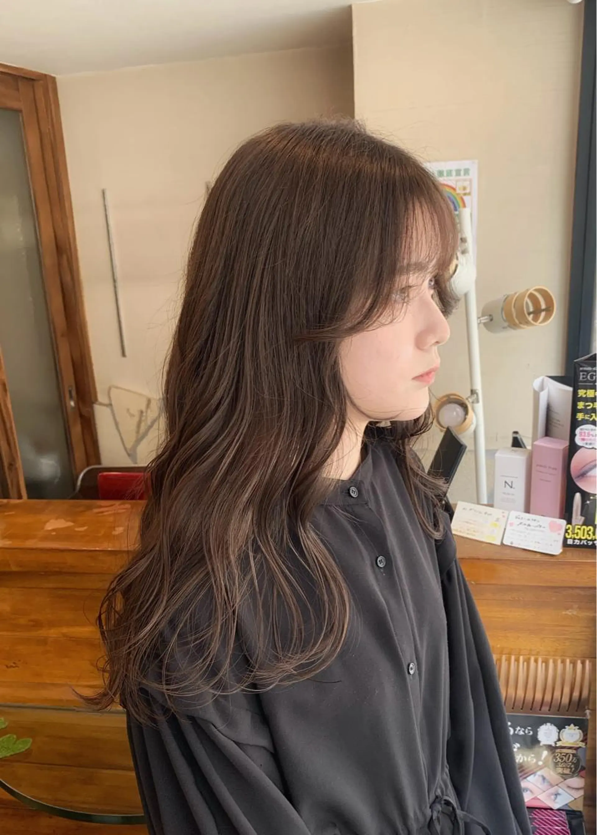 セミロング カラー 顔周りカット 矢野 晃平のヘアスタイル