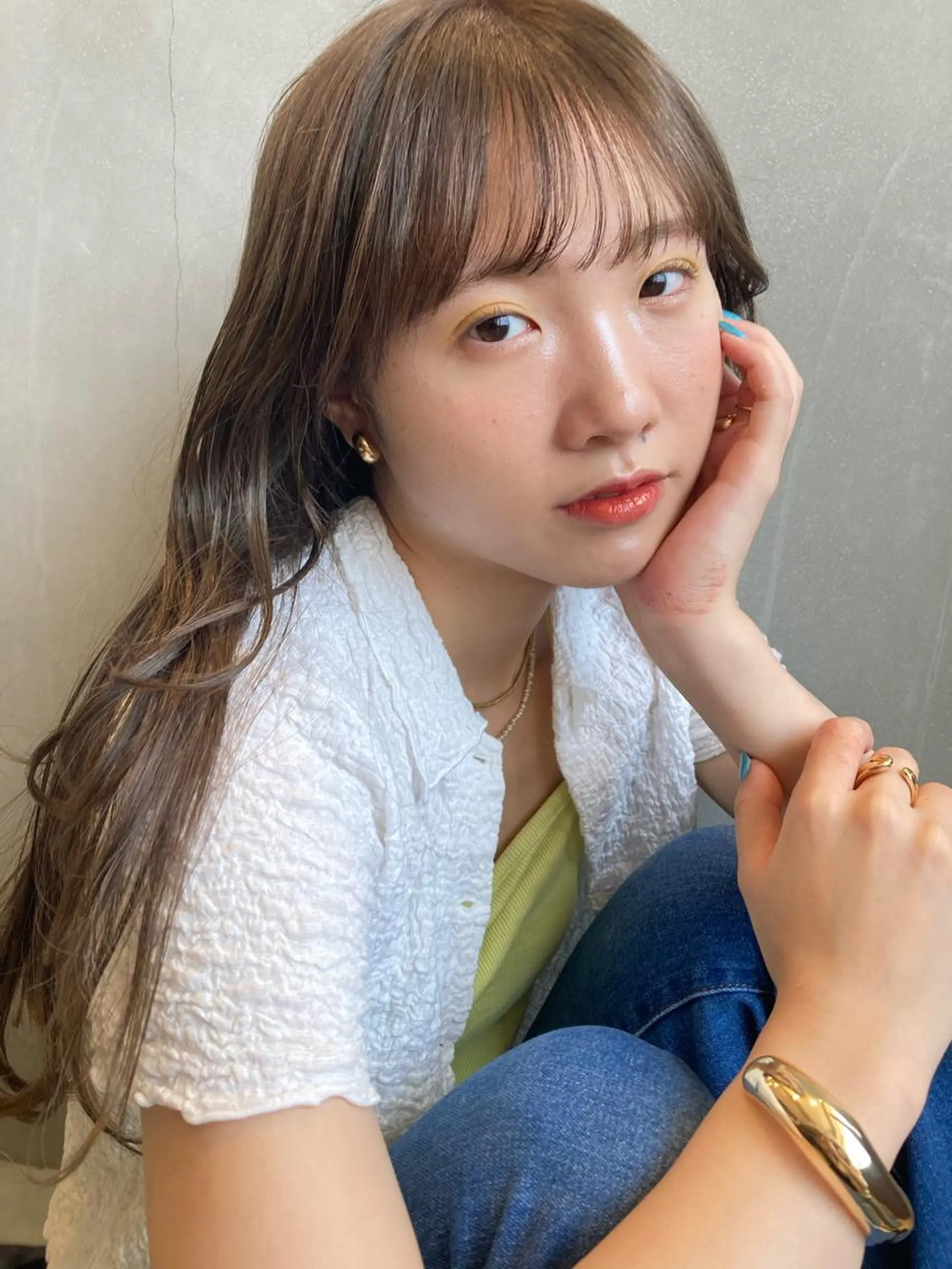 ロング カラー グレージュ オリーブグレージュ オリーブグレー くびれヘア 顔まわりレイヤー nono/パーマ /顔まわりカット🐈のヘアスタイル