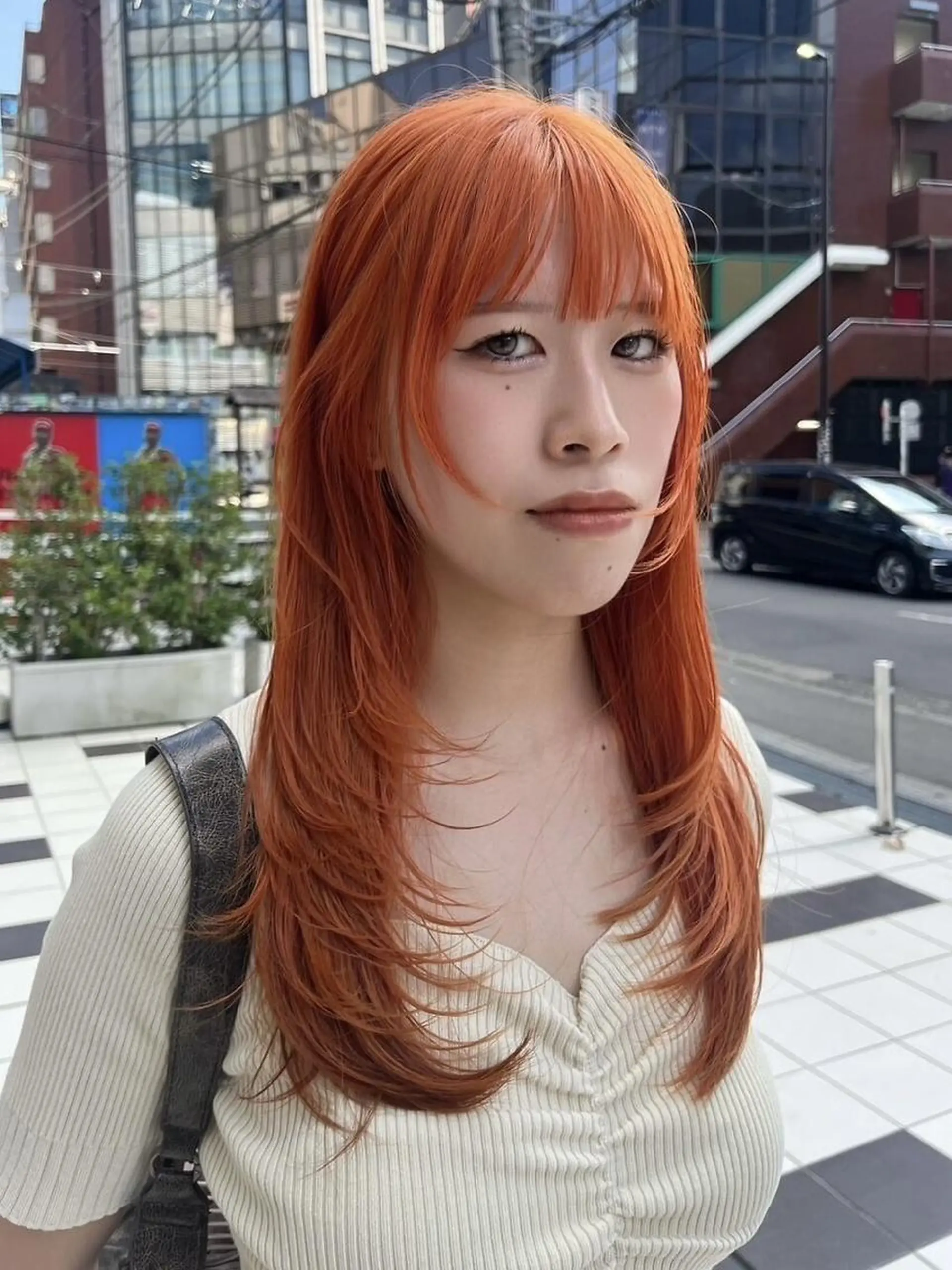 ロング ボブ ハイライト 髪質改善 韓国風ヘア レイヤーカット .5 by soleil 小松店のヘアスタイル