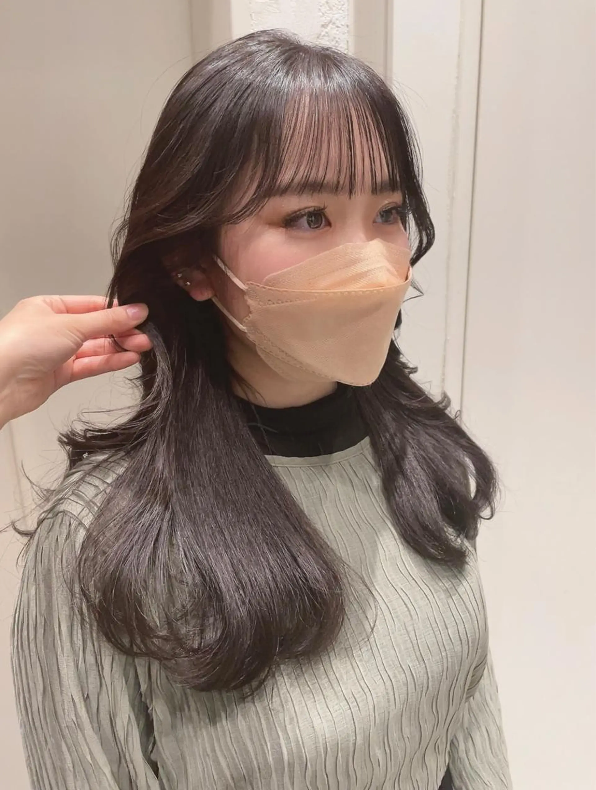 ロング 韓国風ヘア カット ヘアカラー トリートメント ヘッドスパ ヘアセット ✨透明感ケアカラー✨ 長野ゆきなのヘアスタイル