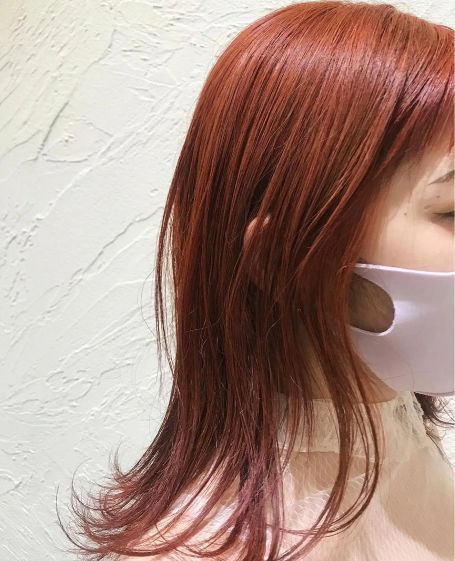 ミディアム カラー ヘアアレンジ オレンジ 角岡 真帆のヘアスタイル