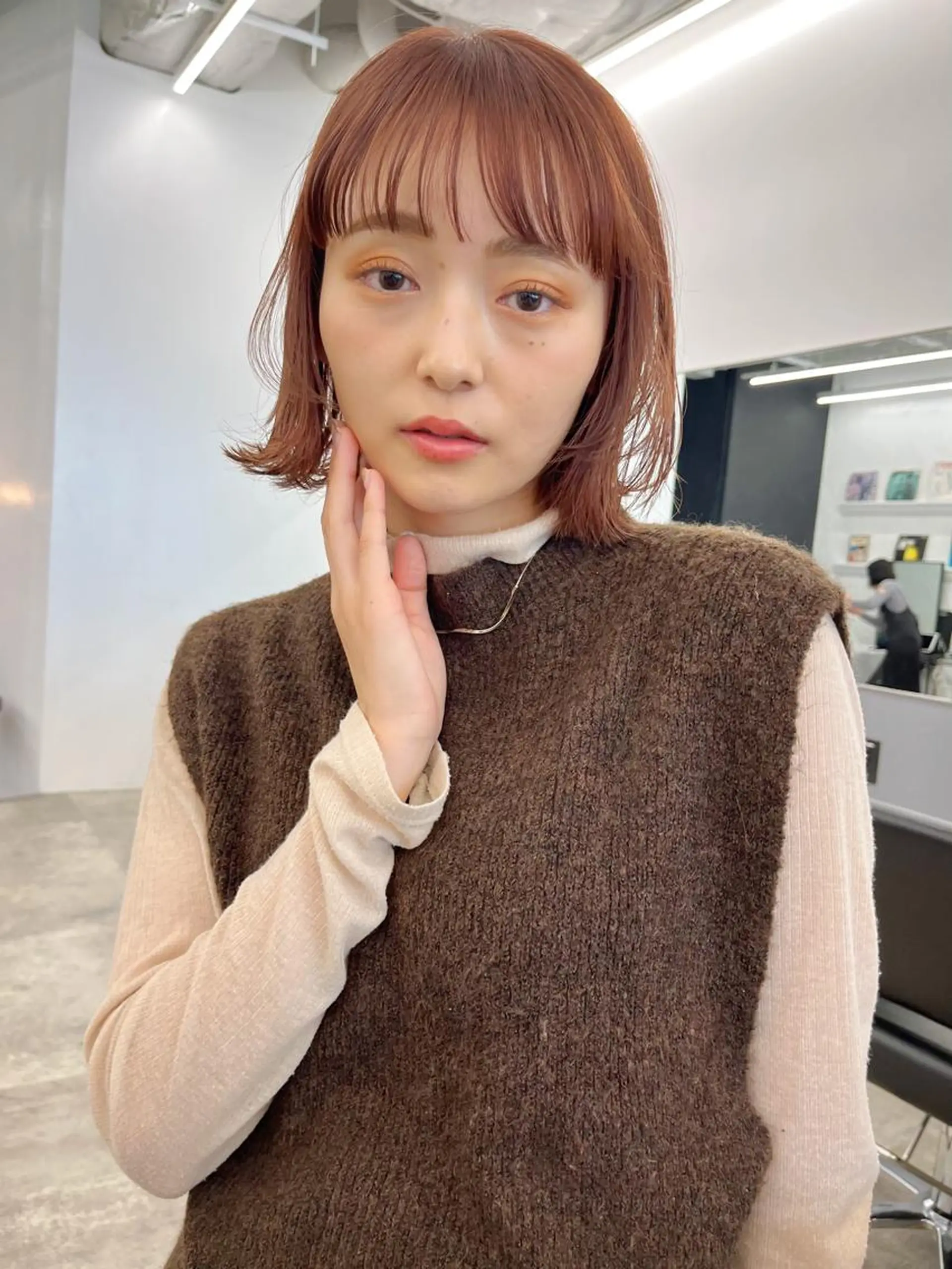 ミディアム カラー 暖色/艶髪/ボブ/ ショート/Ayaのヘアスタイル