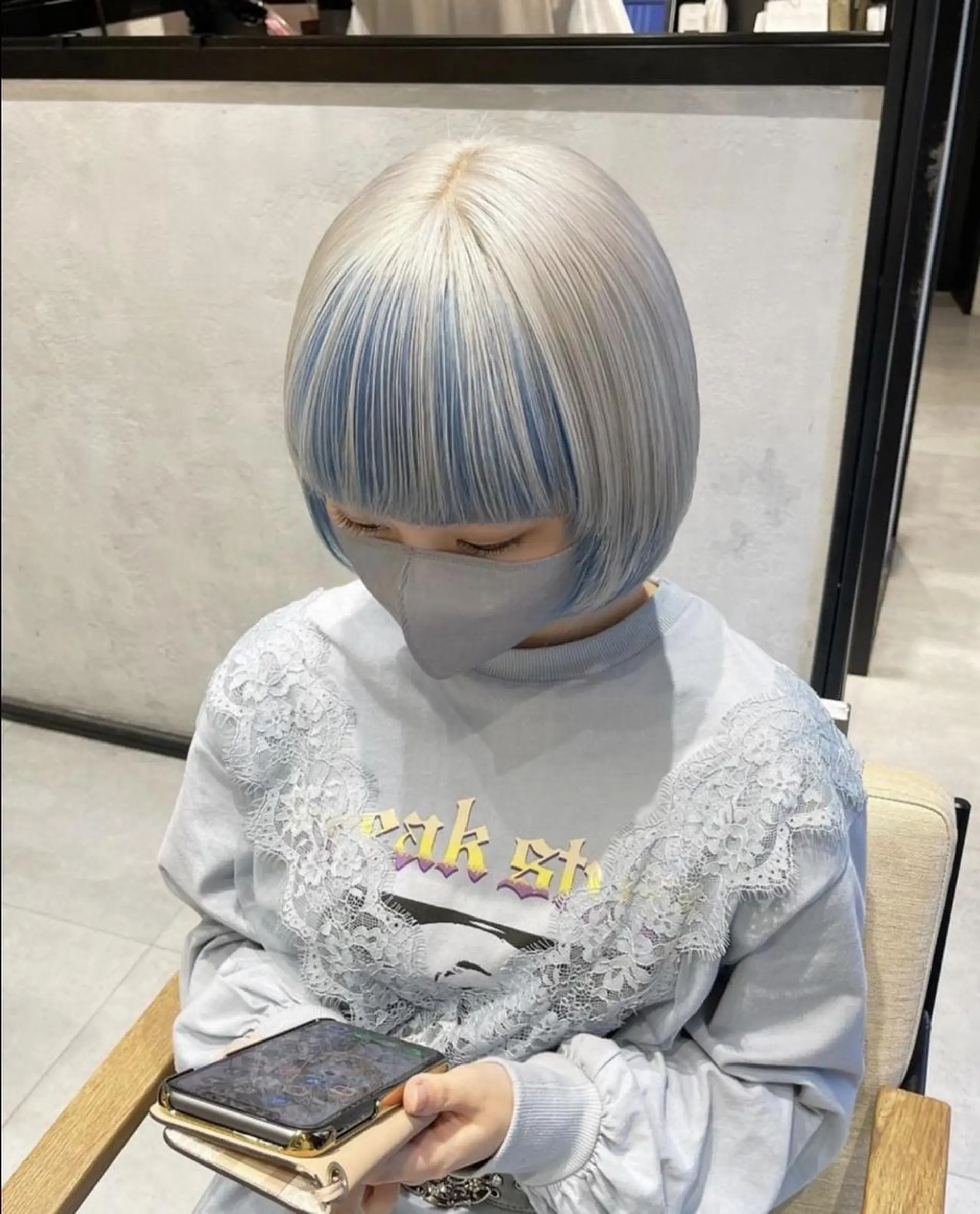 セミロング カラー パーマ ヘアアレンジ キッズ マツエク・マツパ ネイル アイブロウ ショートボブ セミロングパーマ バレイヤージュ ブリーチ ケアブリーチ カラー特化サロン梅田 Eir茶屋町/山下のヘアスタイル