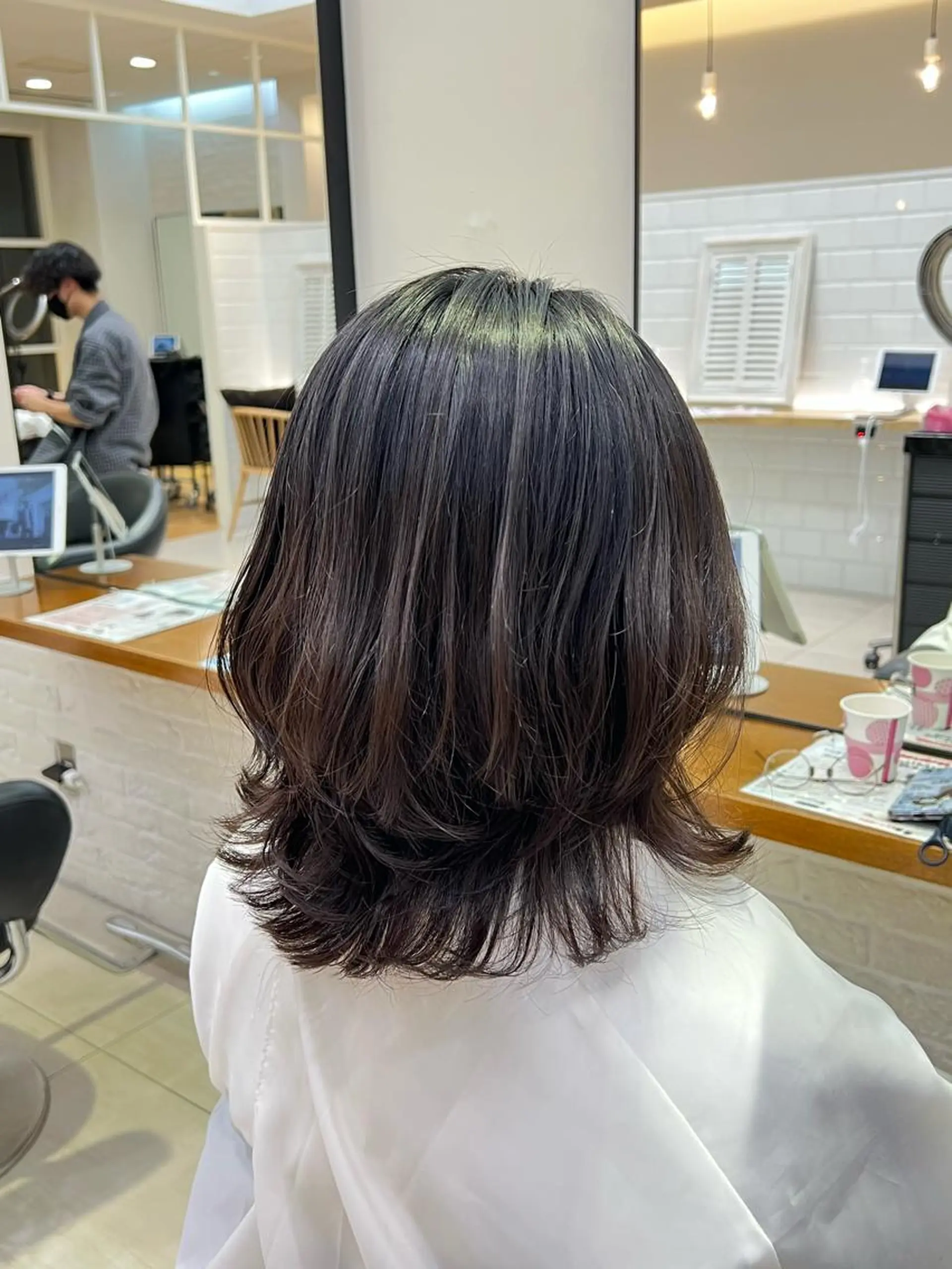 ミディアム ミディアムパーマ くびれヘア 🌙コテ巻き風パーマ 🌙菜月のヘアスタイル