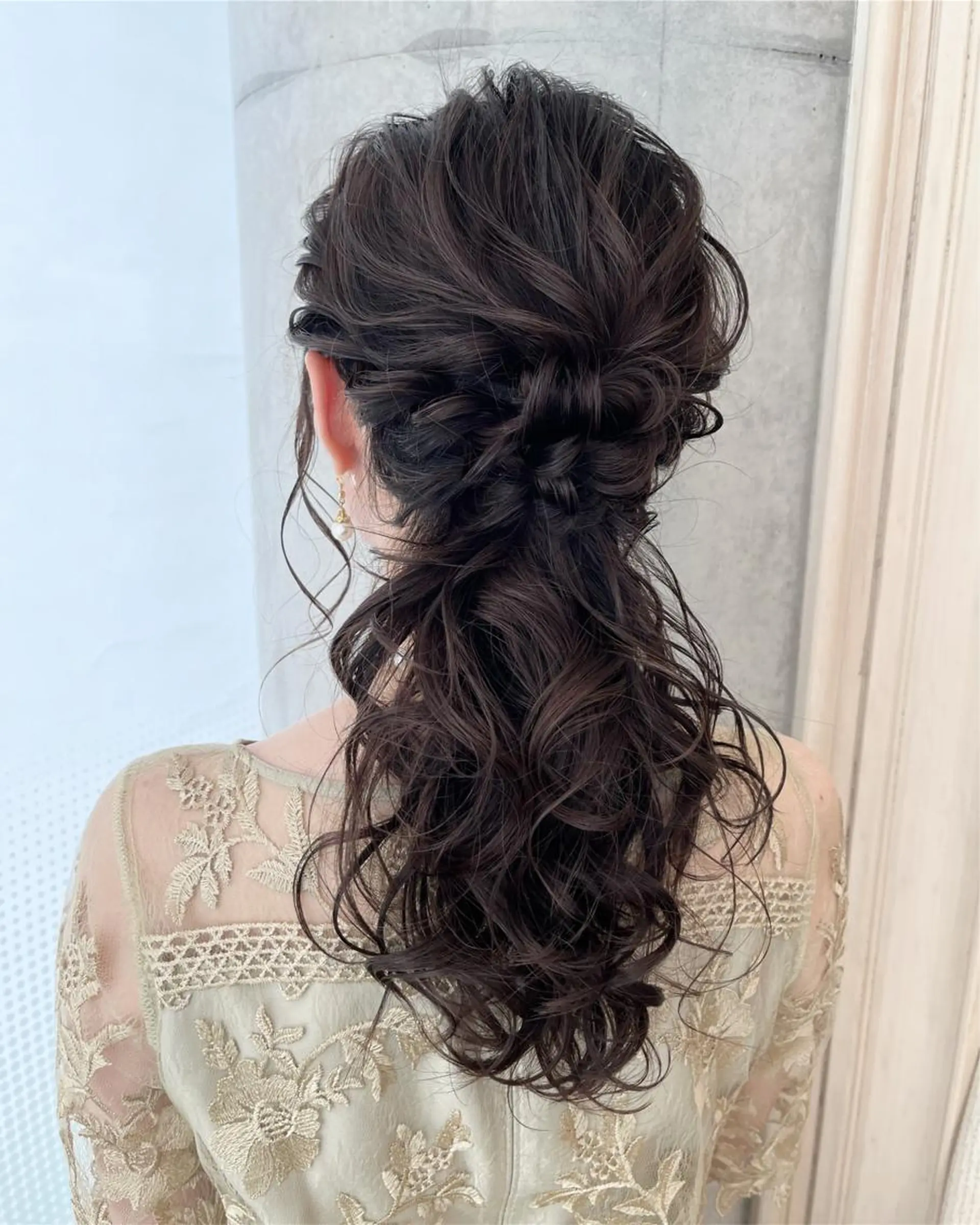 ロング ヘアアレンジ ハーフアップ ヘアセット サソウ ユリエ🥥のヘアスタイル