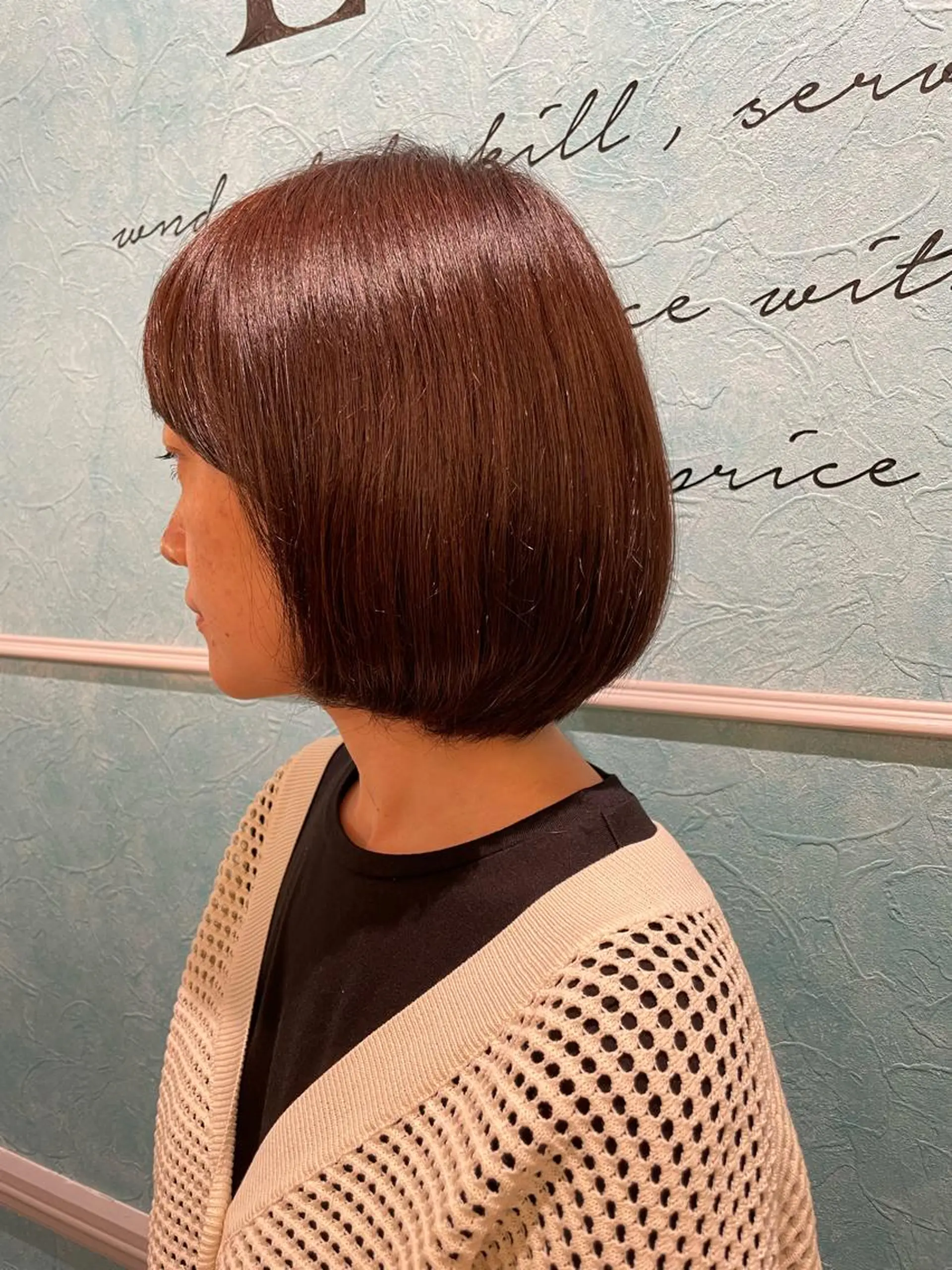 ミディアム カラー カット ヘアカラー トリートメント 💖ボブ/髪質改善 顔周りレイヤー/ユイのヘアスタイル