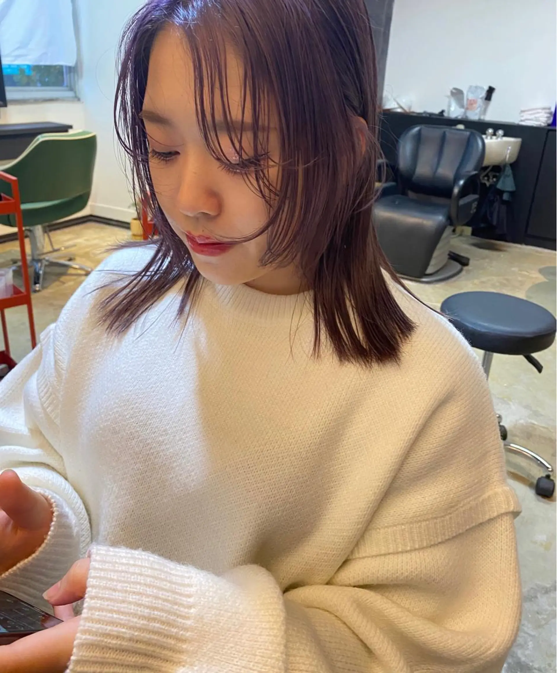 ミディアム カラー パーマ ヘアアレンジ ネイル マツエク・マツパ アイブロウ 顔まわりレイヤー 顔周りカット レイヤーカット 広島/ボブ/レイヤー 🌿‬wakabaのヘアスタイル