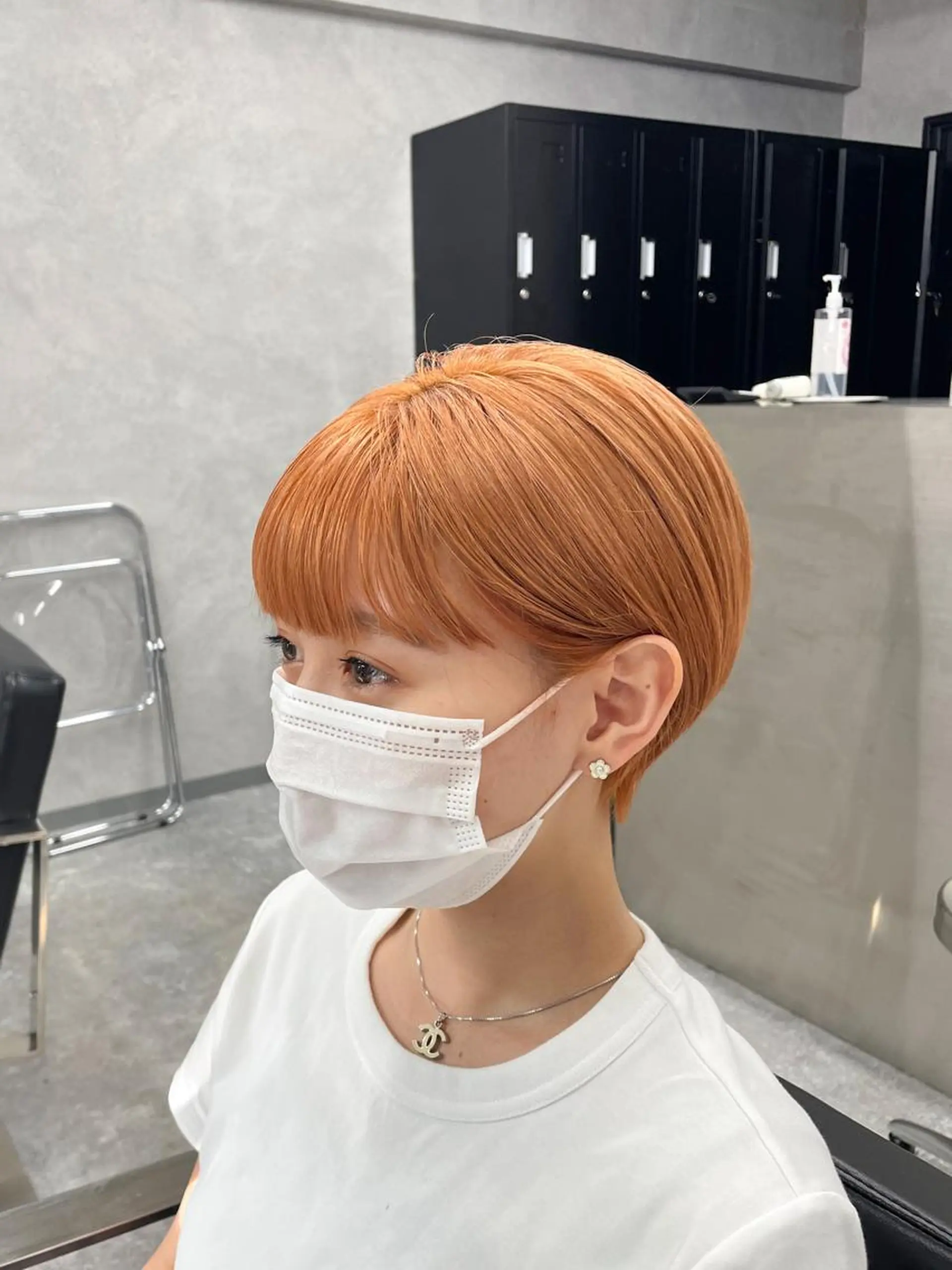 ショート カラー パーマ ヘアアレンジ キッズ ベージュカラー ブリーチ ケアブリーチ オレンジ オレンジベージュ 大人スタイル 太田のヘアスタイル