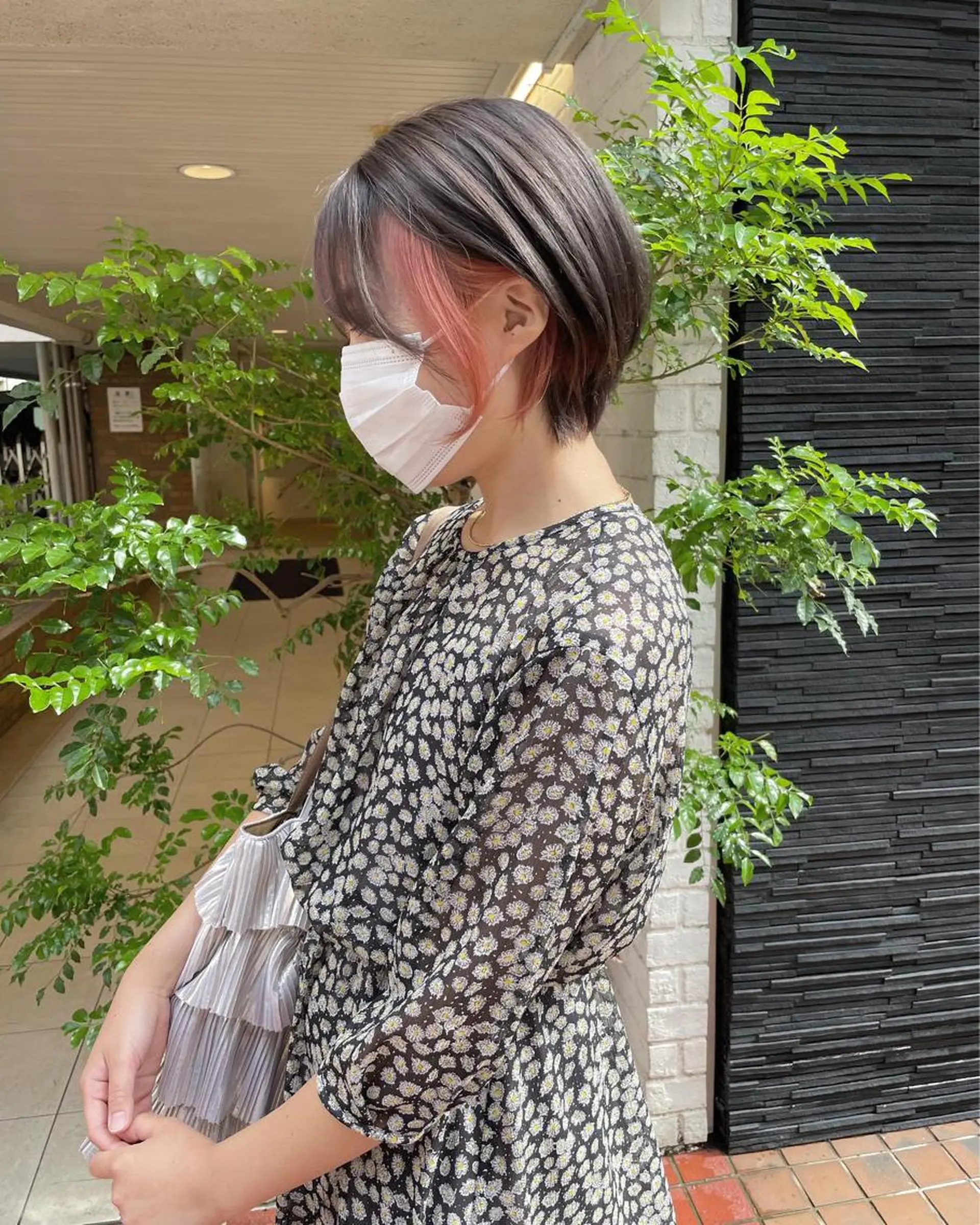 ショート ミストバング ボブ ハイライト レイヤーカット ショートヘア VEGA天神 ブリーチのヘアスタイル