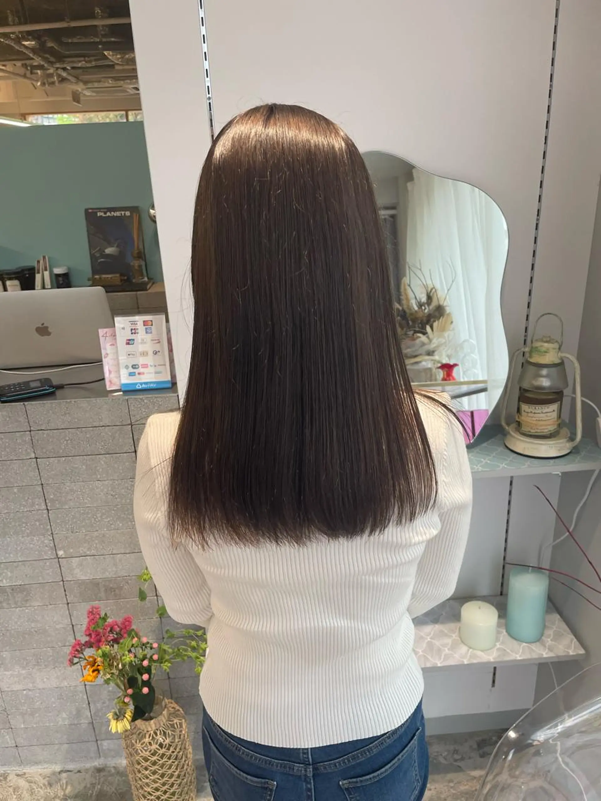 ロング カラー グレージュ カット トリートメント 髪質改善×美髪矯正 艶髪カラー　阪口のヘアスタイル