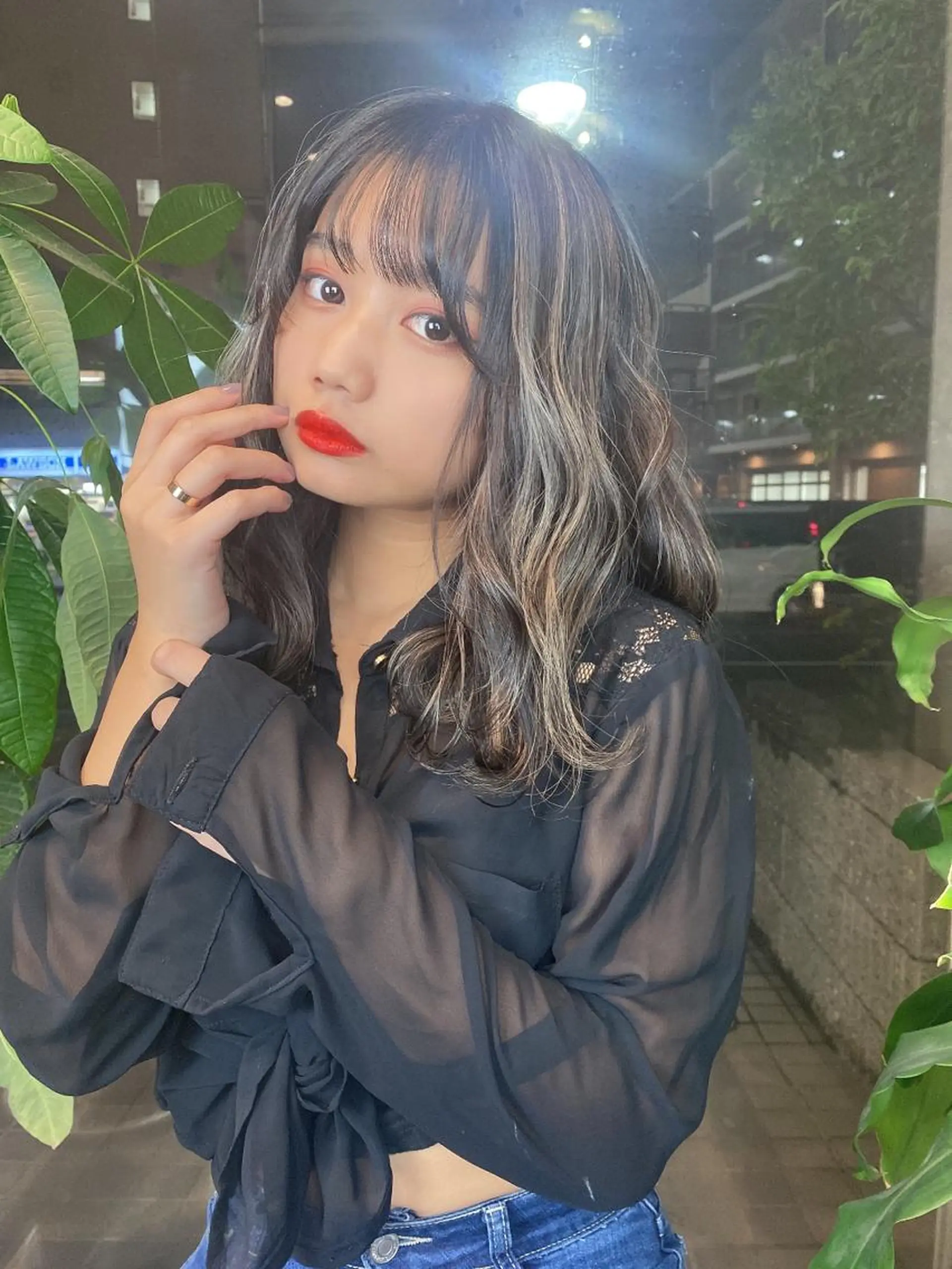 セミロング ハイライト ♡レイヤーカット れお♡のヘアスタイル