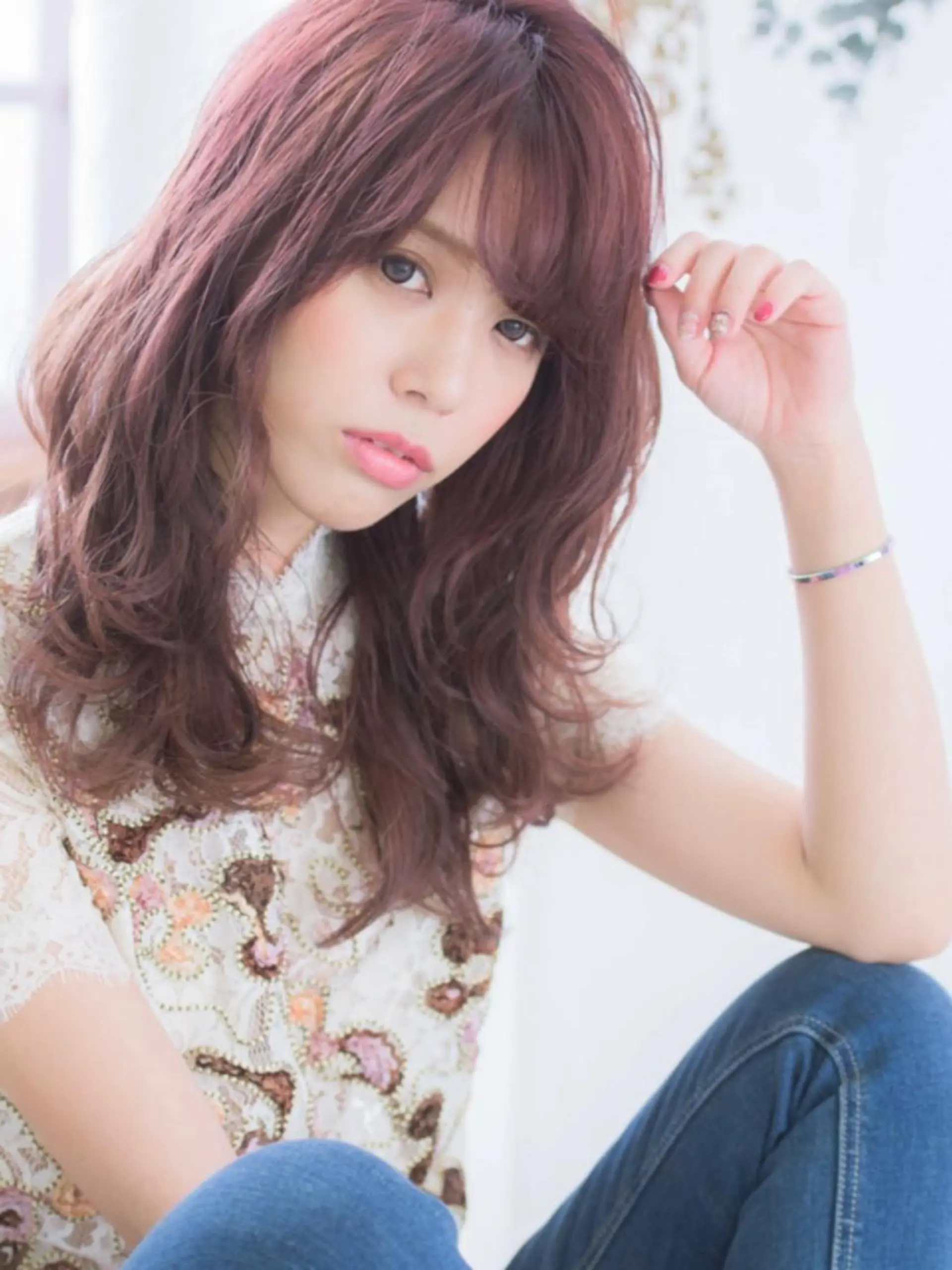 ミディアム カラー ブリーチ ケアブリーチ ダブルカラー イヤリングカラー ハイライトカラー 宮澤 タケル ミディアムヘアのヘアスタイル