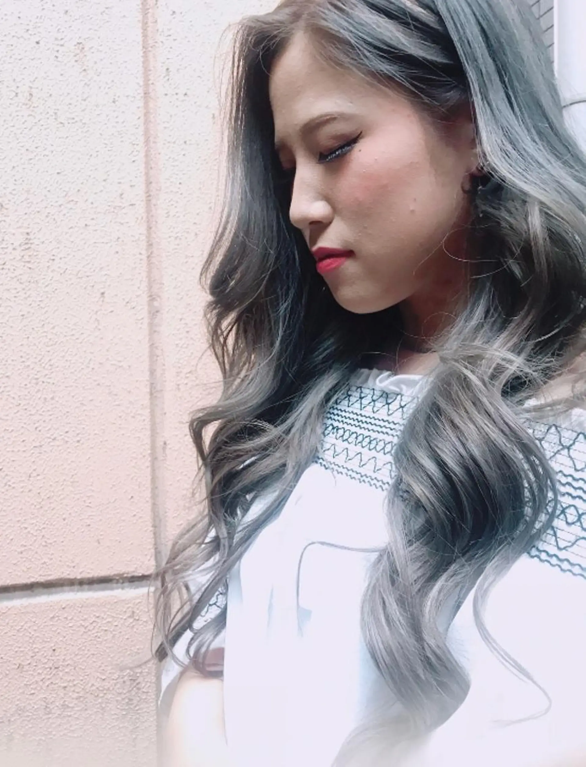 セミロング カラー パーマ ヘアアレンジ チビ編み込みエクステ シールEXどぅ〜すのヘアスタイル