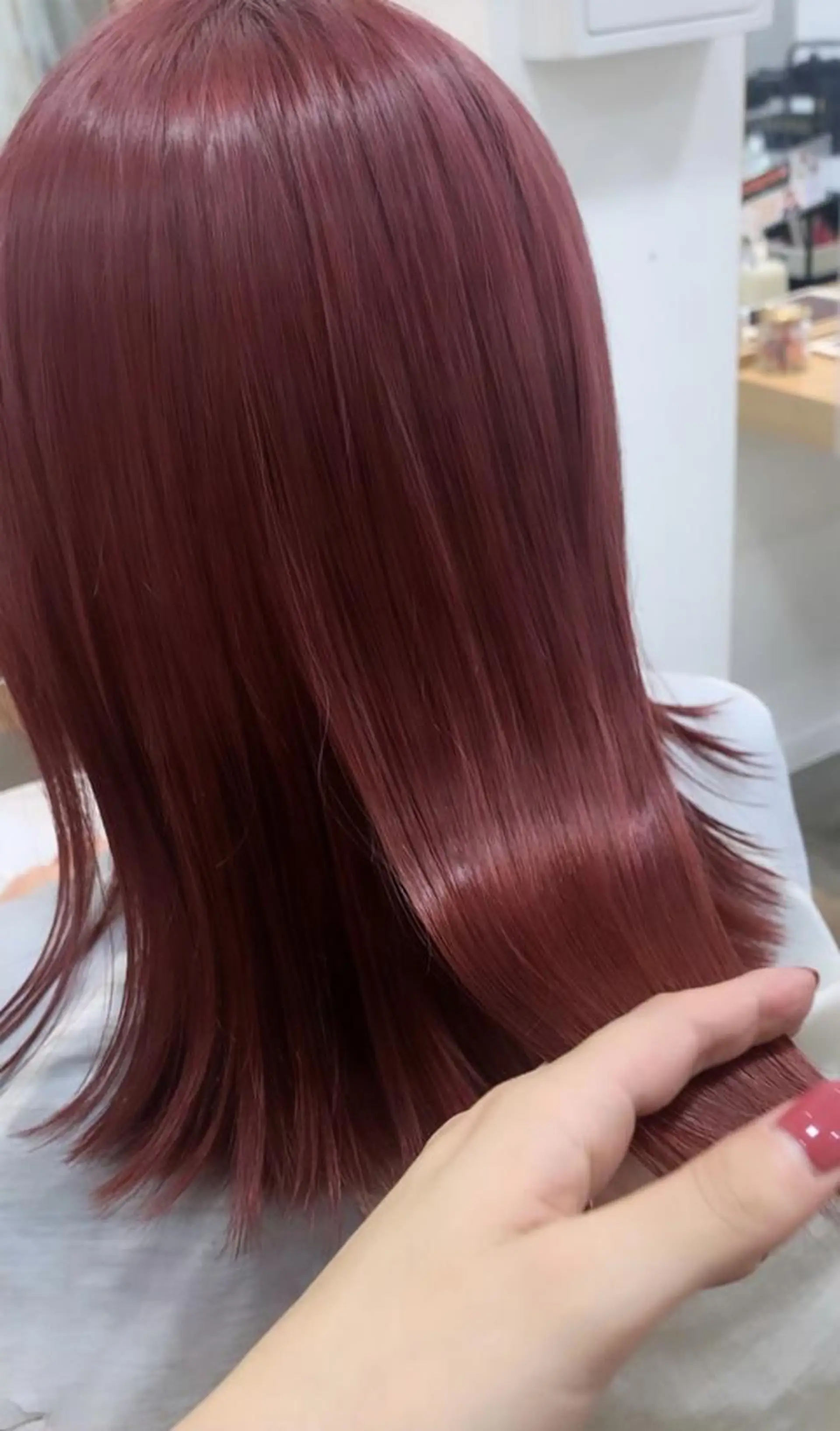 セミロング カラー セミロングパーマ アッシュ アッシュブラウン ベージュカラー 黒髪 N° rico 名駅のヘアスタイル