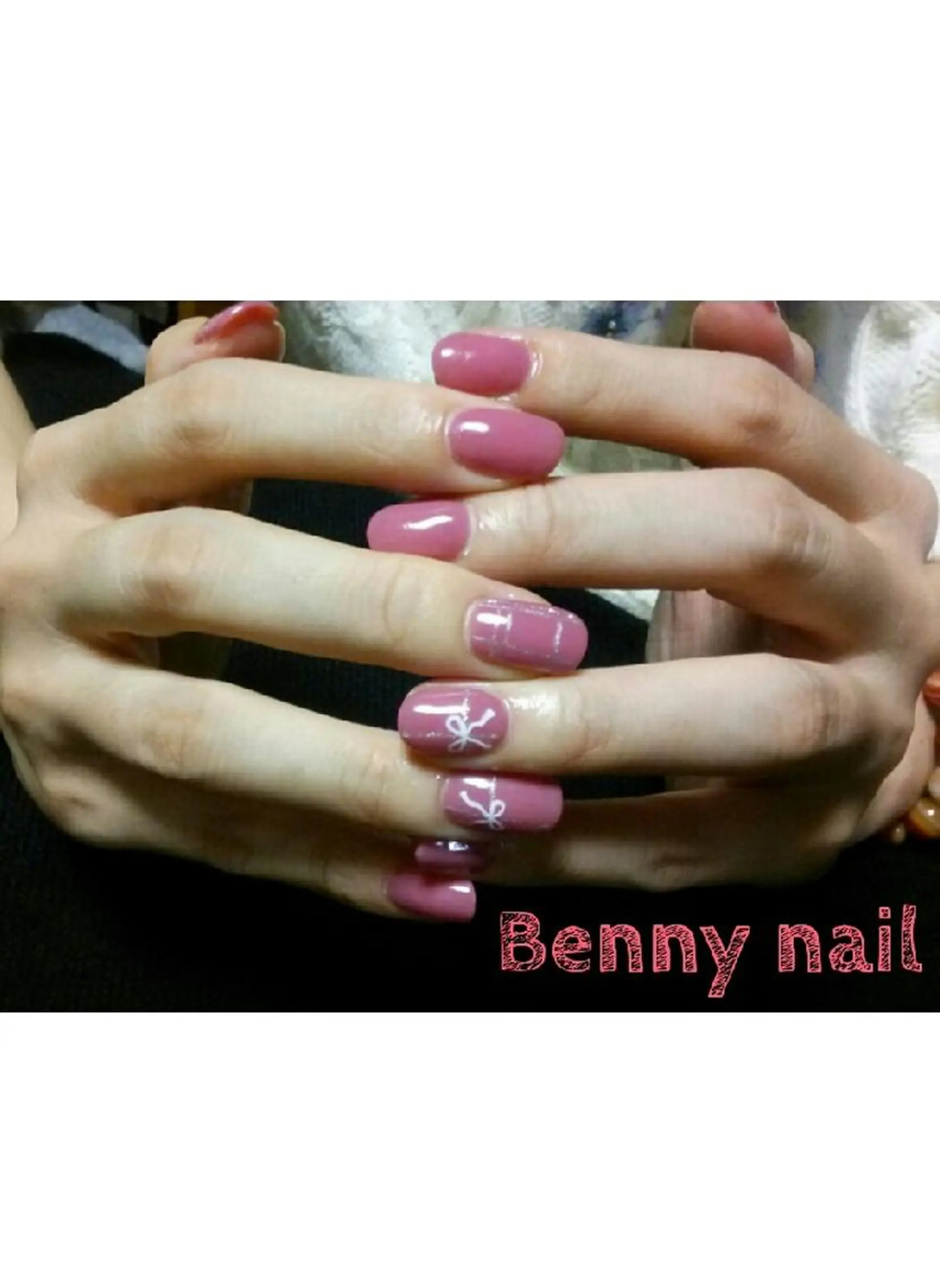 ネイル アートネイル リボン 最終受付23時半 benny nailのネイルデザイン