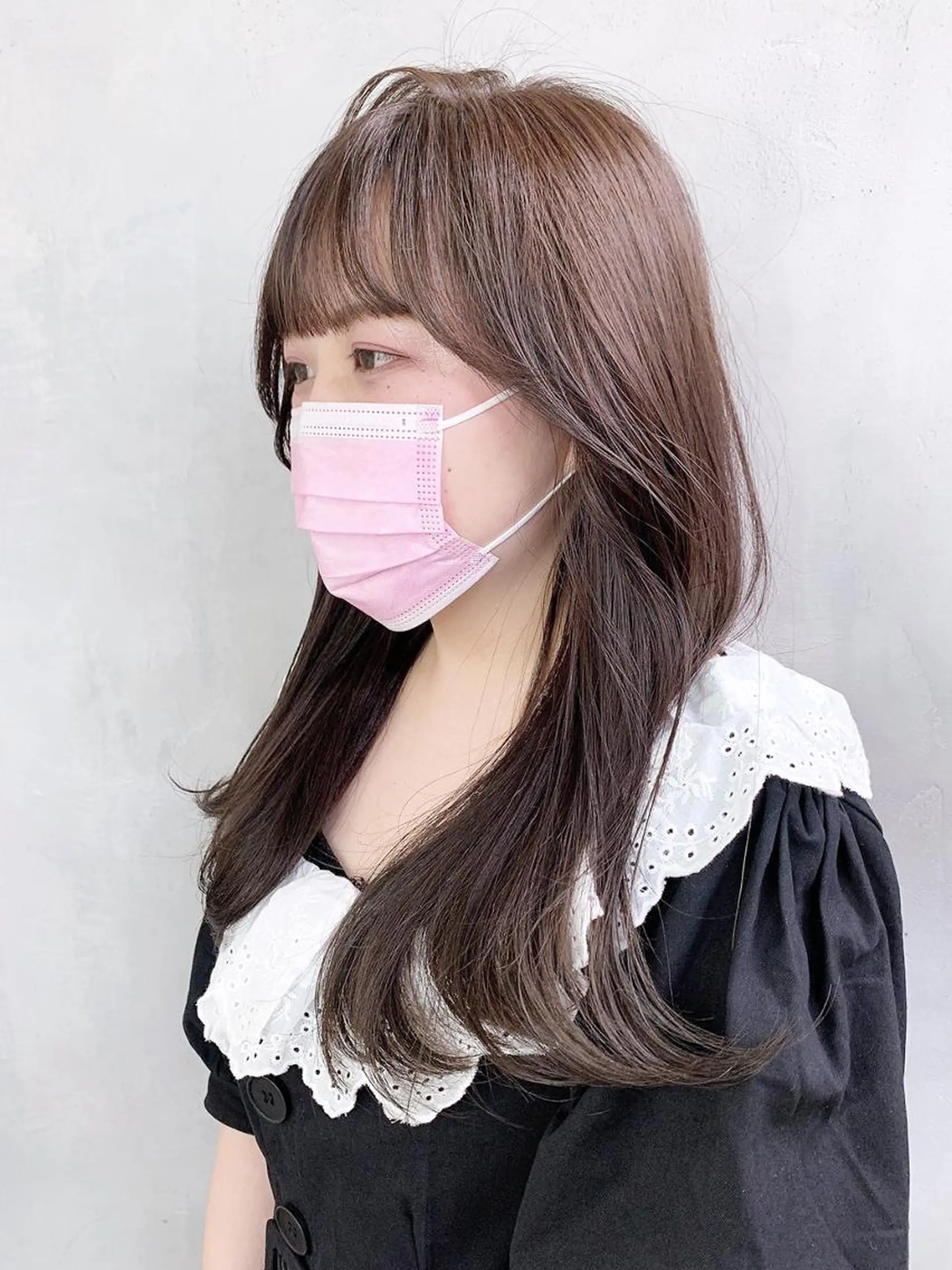 セミロング カラー パーマ ヘアアレンジ 顔まわりレイヤー レイヤーカット ITbyALBUM 藤沢店のヘアスタイル