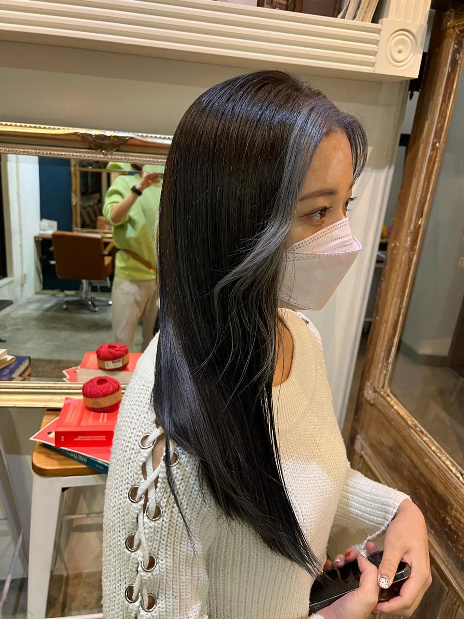 セミロング カラー ミストバング ヘアカラー トリートメント ヘアセット 金子 廉のヘアスタイル