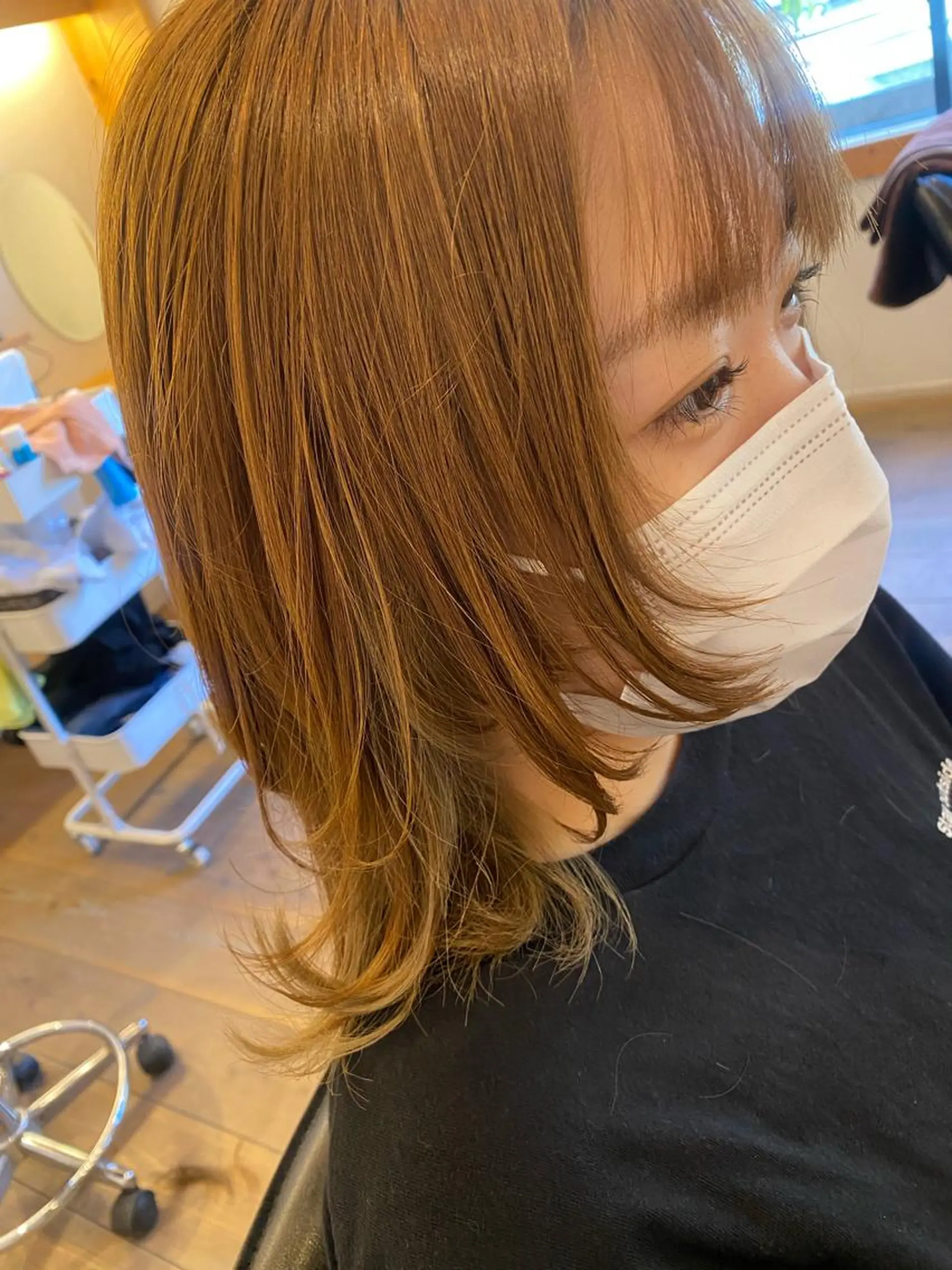 ミディアム カラー 小顔カット ウルフカット 髪質改善 大内翔太のヘアスタイル