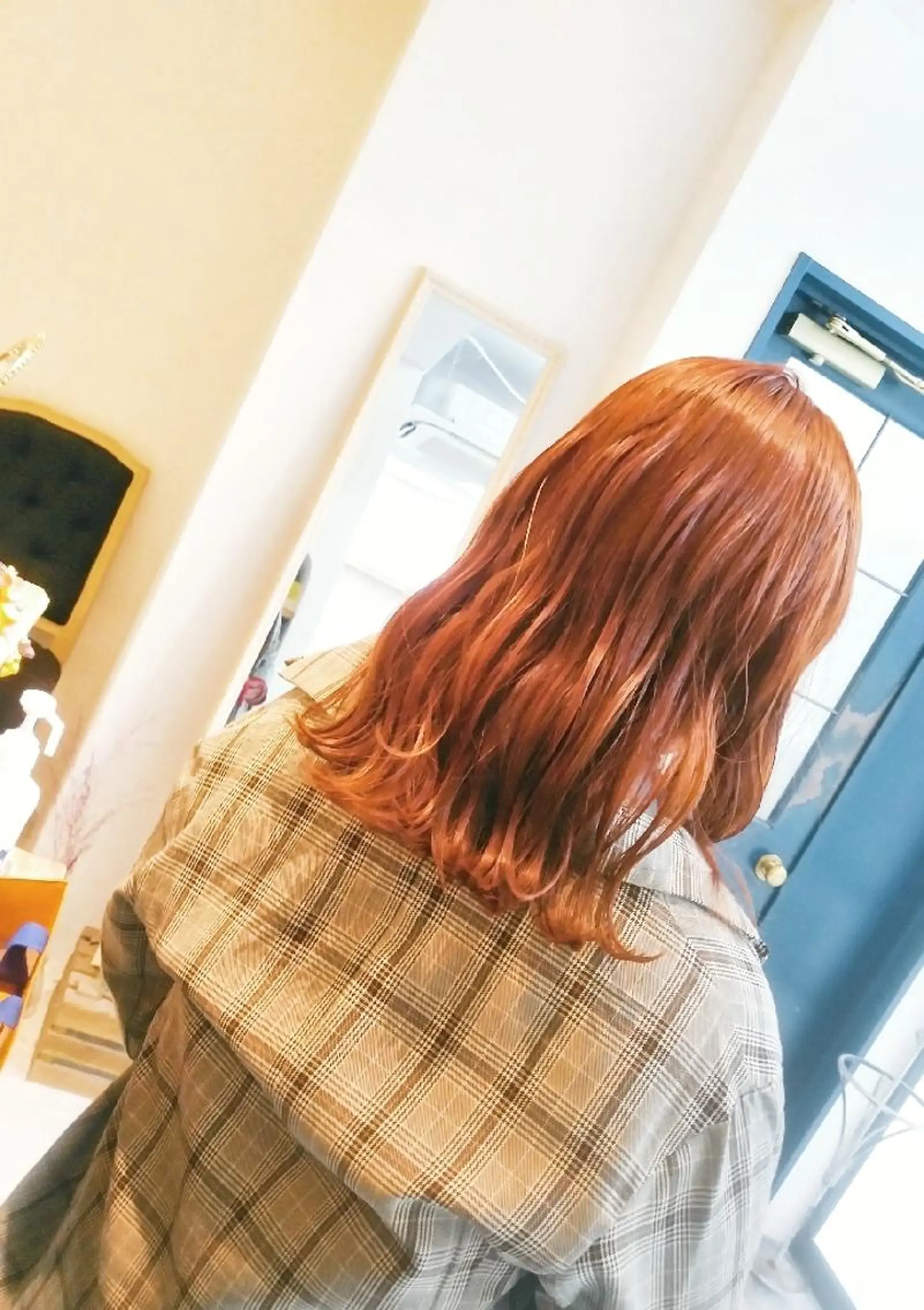 ミディアム カラー ブリーチ ダブルカラー ブリーチなしカラー オレンジ トリートメント aries所属・大場 友稀のヘアスタイル