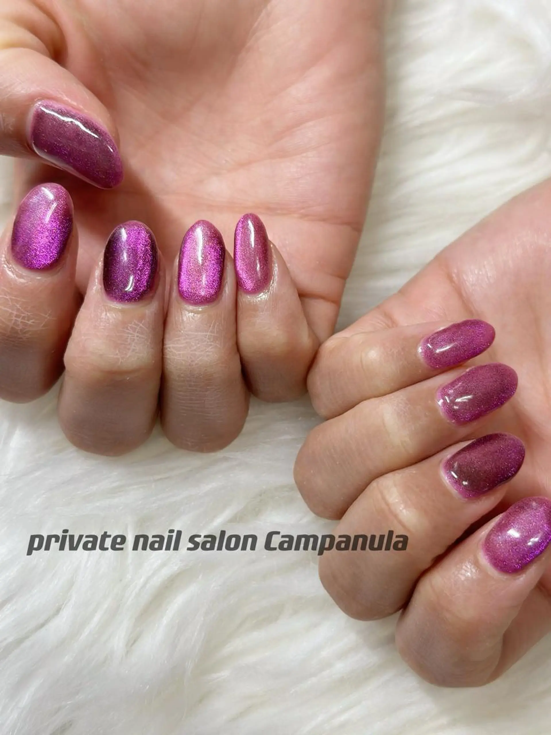 ネイル マグネットネイル ピンク ネイルケアサロン Campanulaのネイルデザイン