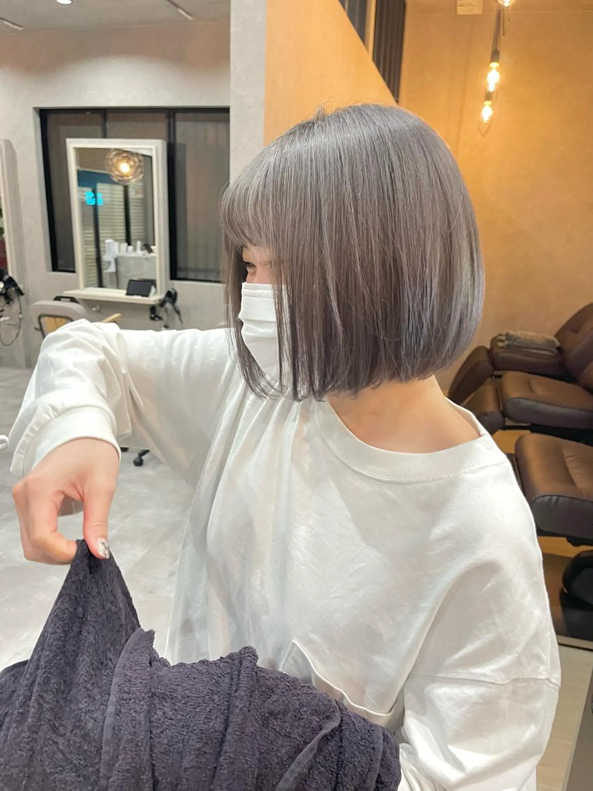 ミディアム カラー カット ヘアカラー トリートメント 一ノ瀬 暁のヘアスタイル