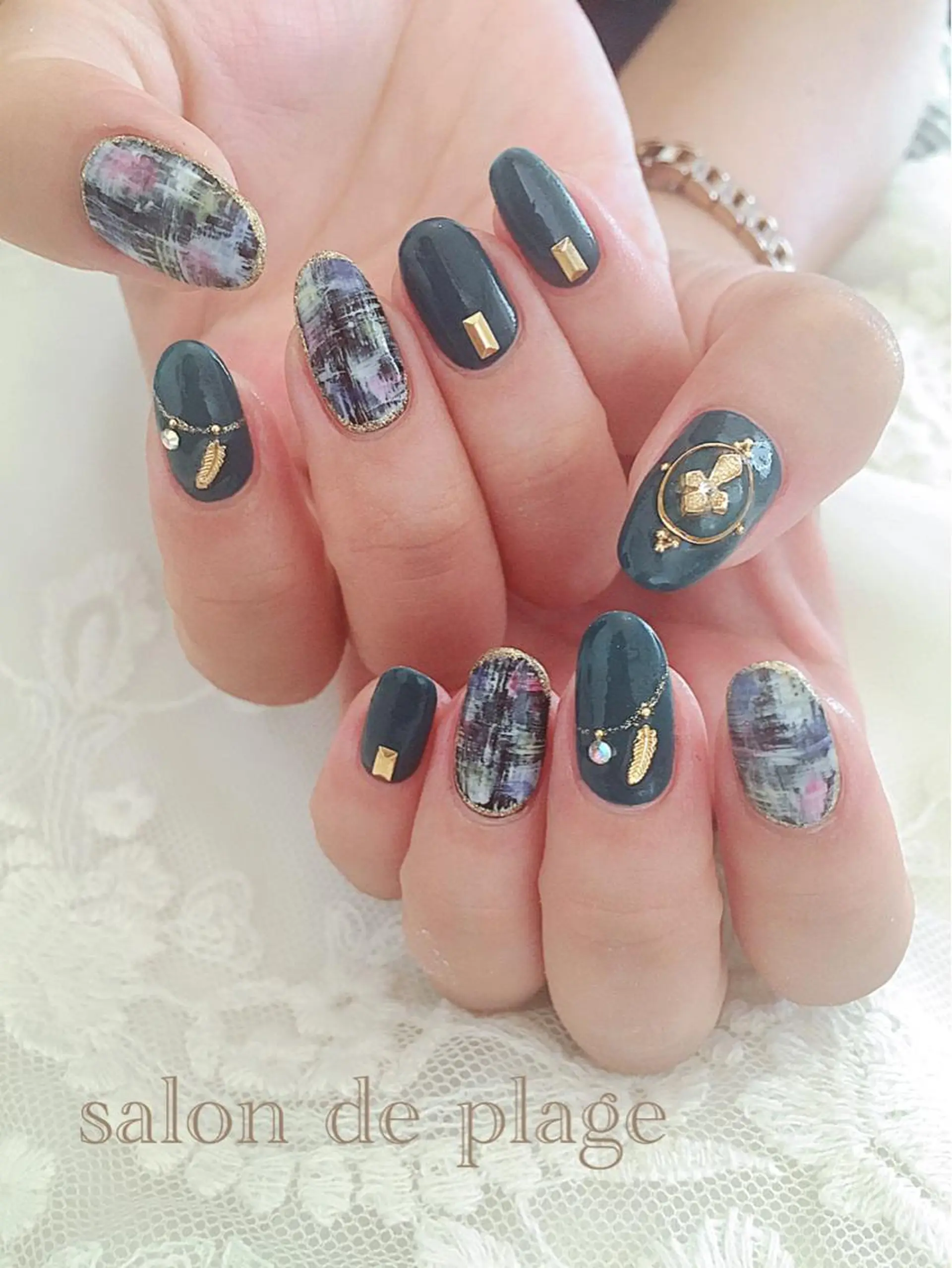 ネイル ジェルネイル マットネイル ソフトジェル ツイードネイル サロンド プラージュのネイルデザイン