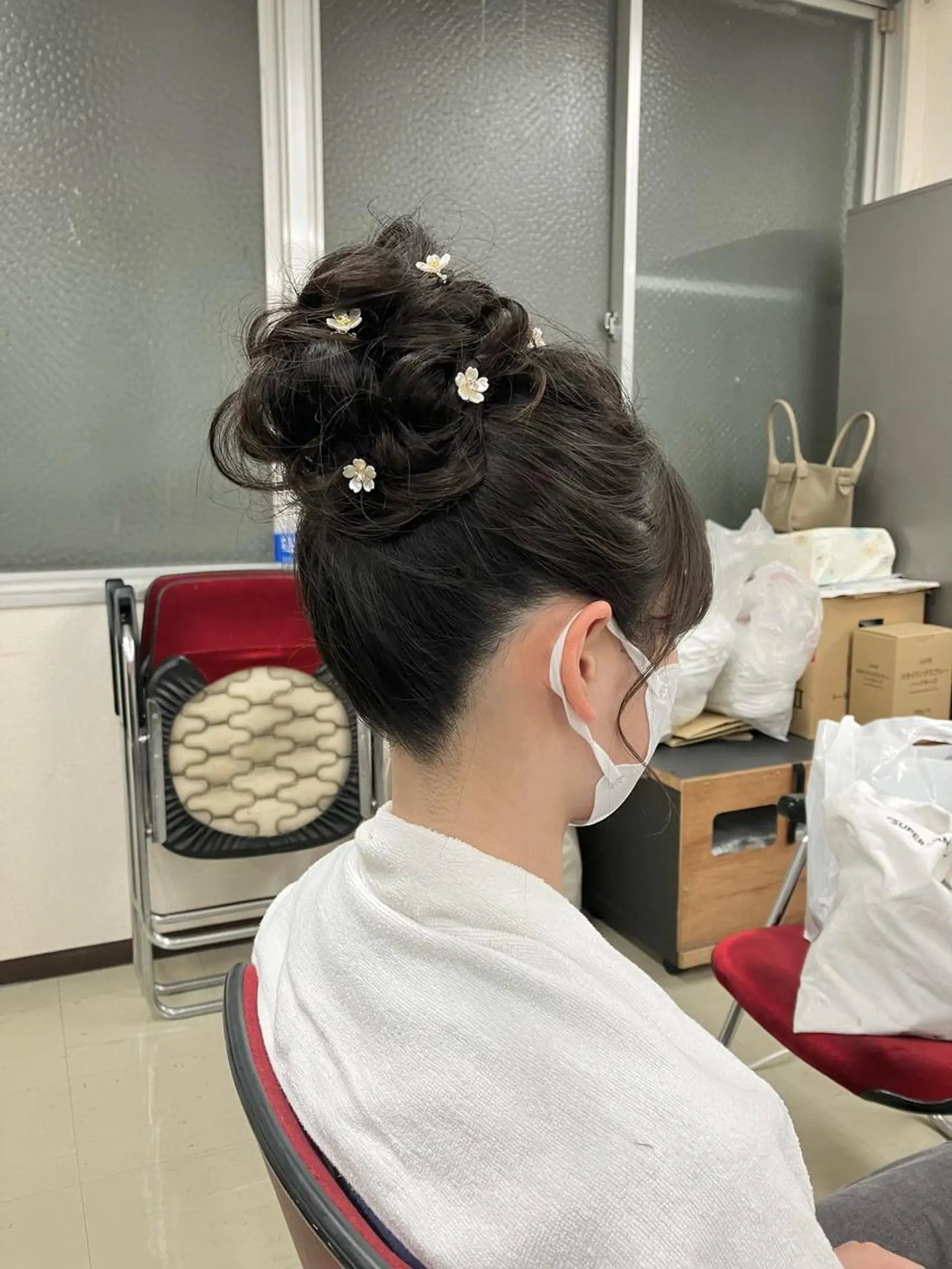 ロング ヘアアレンジ お団子ヘア ハイライト 浴衣 ヘアセット 梅山 美侑のヘアスタイル