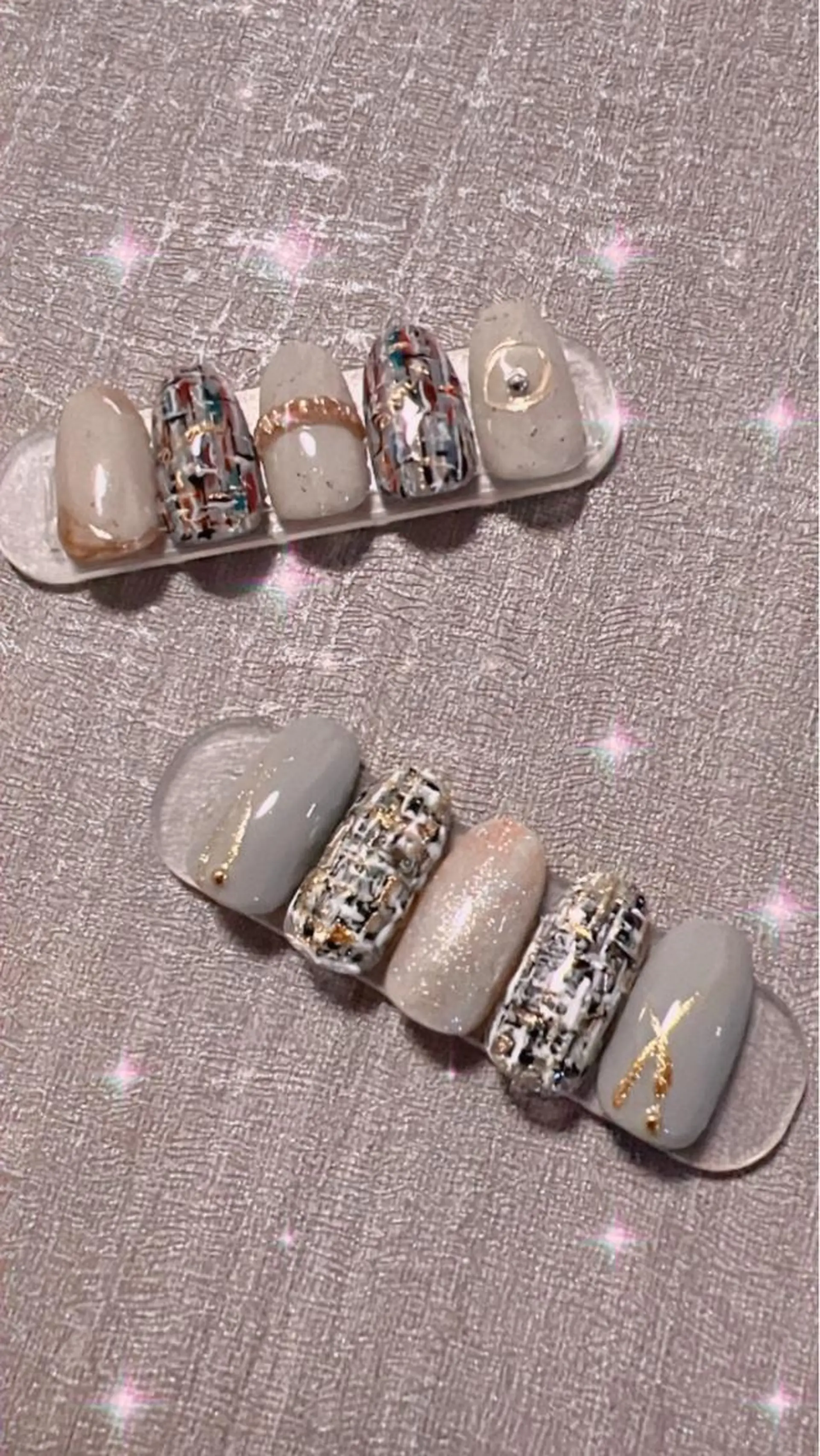 カラー ネイル ツイードネイル ecru エクリュのネイルデザイン