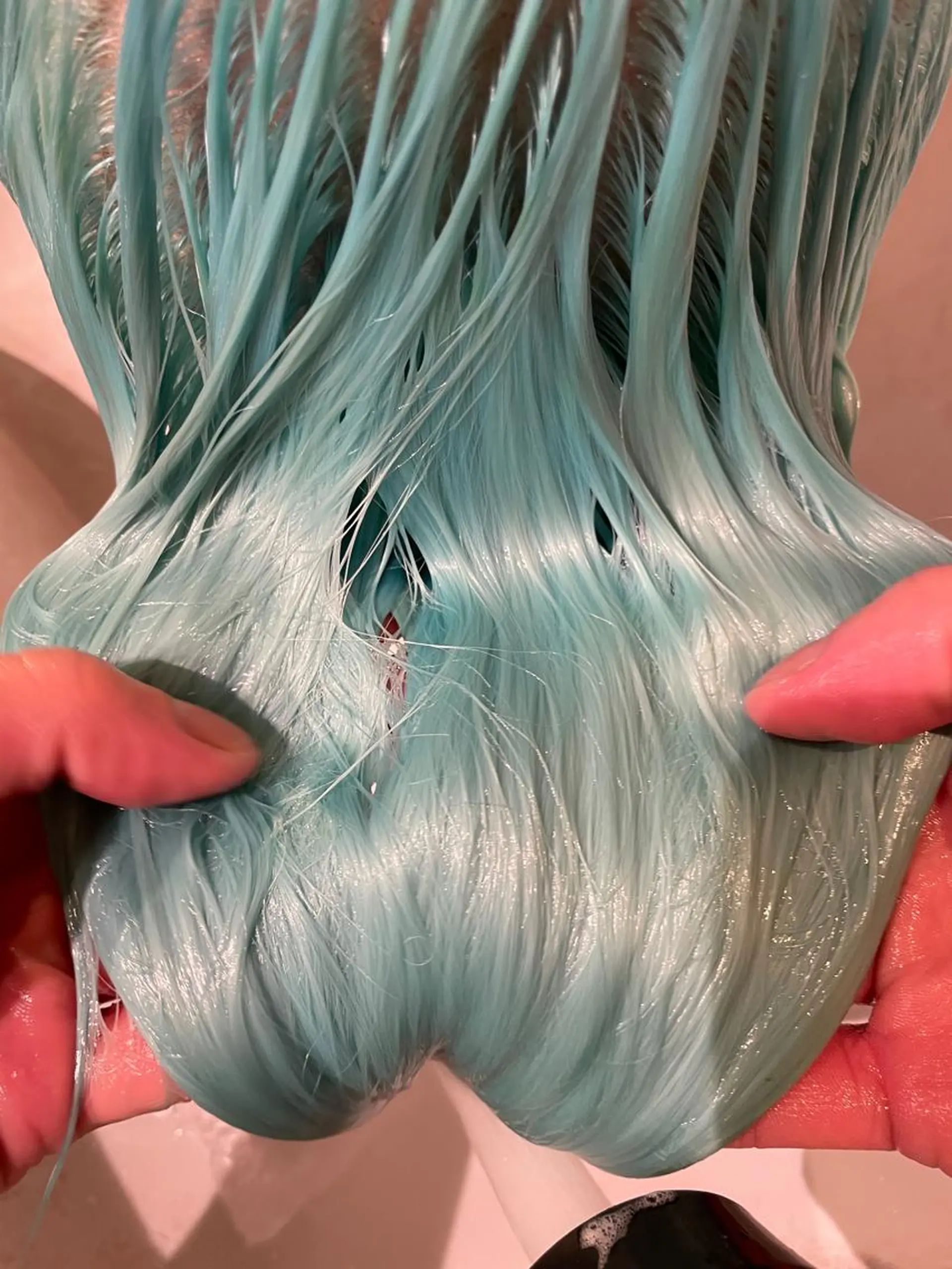 ロング カラー 切りっぱなしボブ レイヤー/縮毛矯正のヘアスタイル