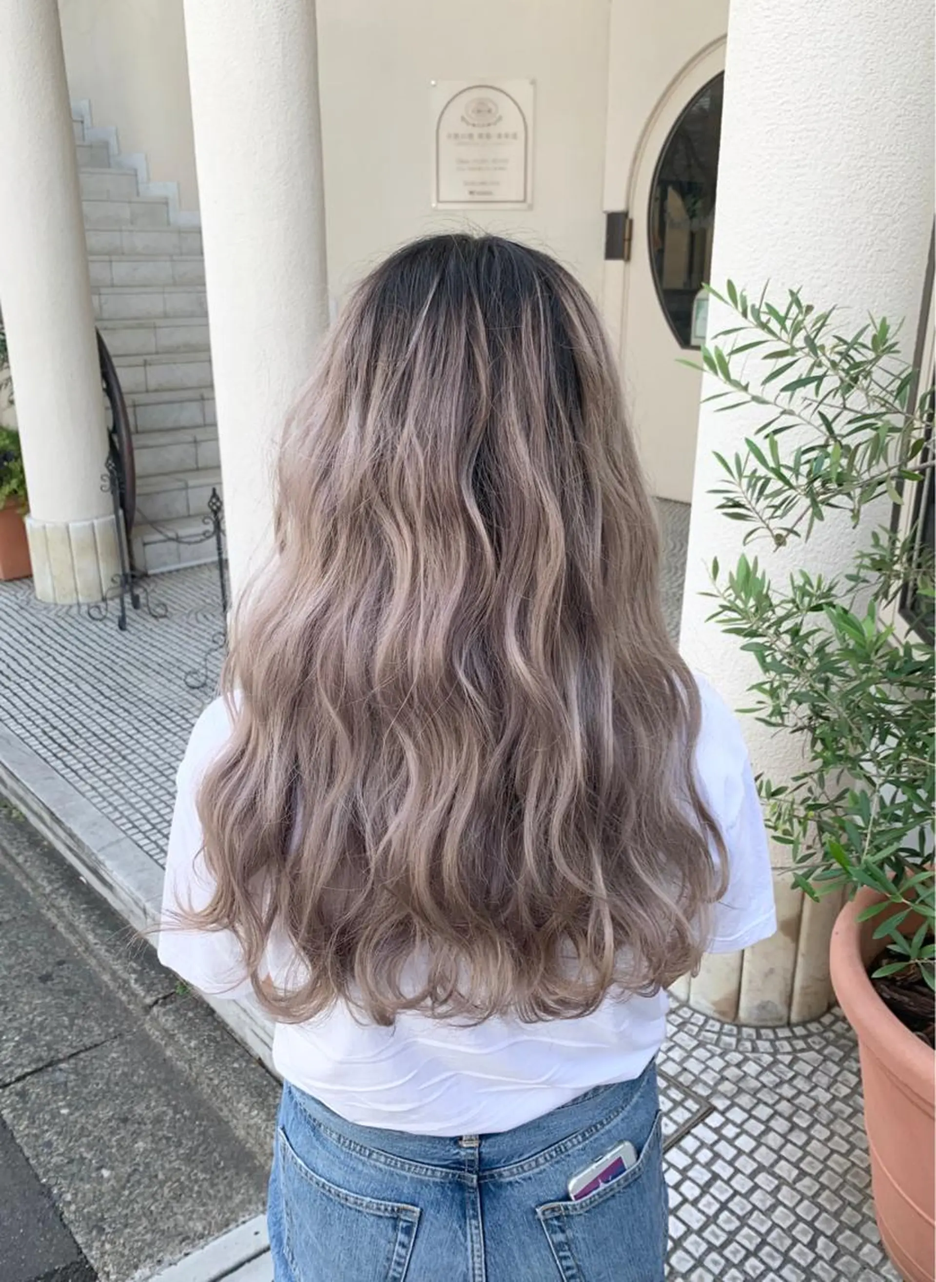 ロング カラー ベージュカラー ピンクカラー ピンクベージュ 色落ちまでキレイに！ ！女性サロンのヘアスタイル