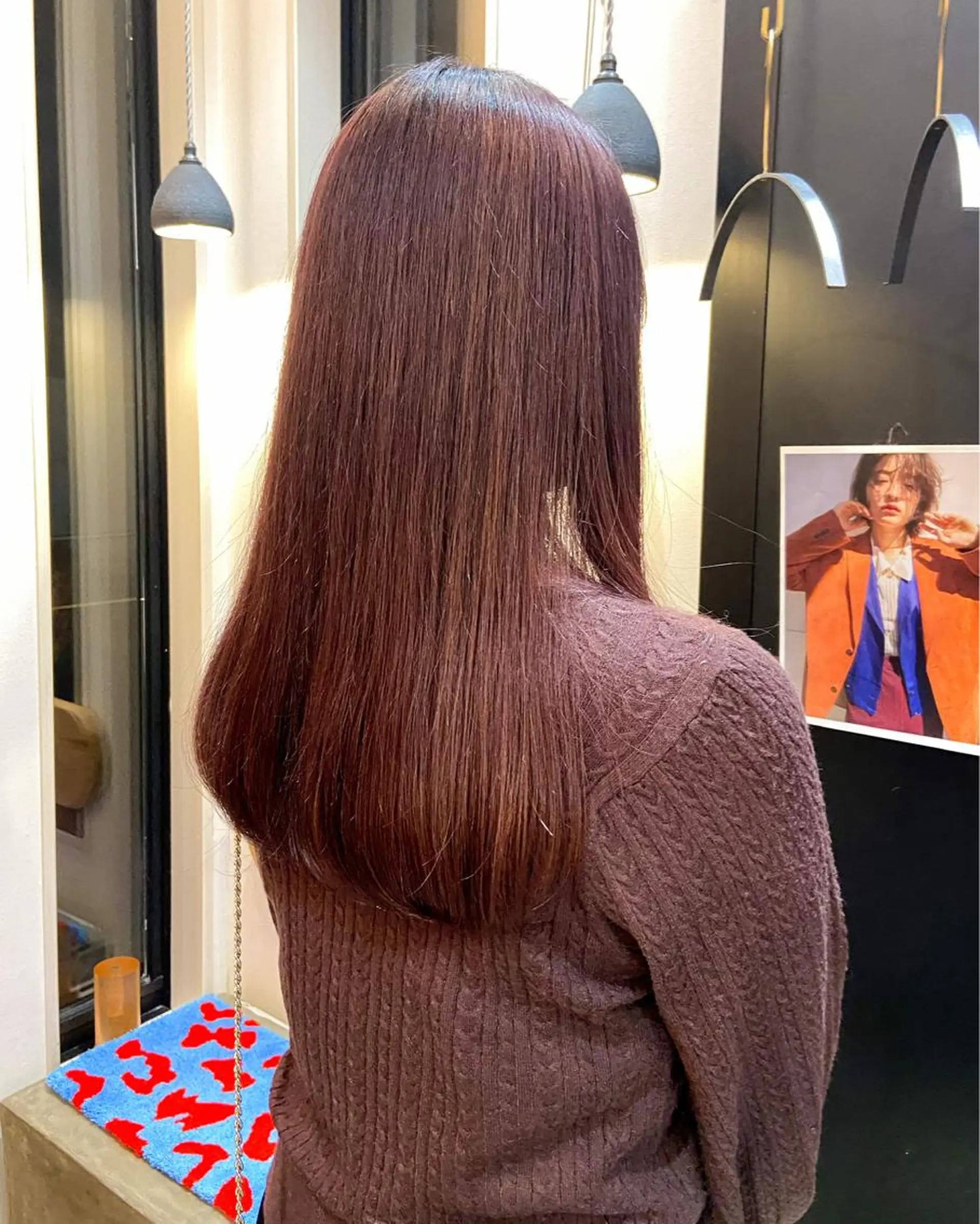 ロング カラー ブリーチ ブラウンカラー ブリーチなしカラー レッドカラー レッドブラウン 藤山大地 /カラーモデルのヘアスタイル