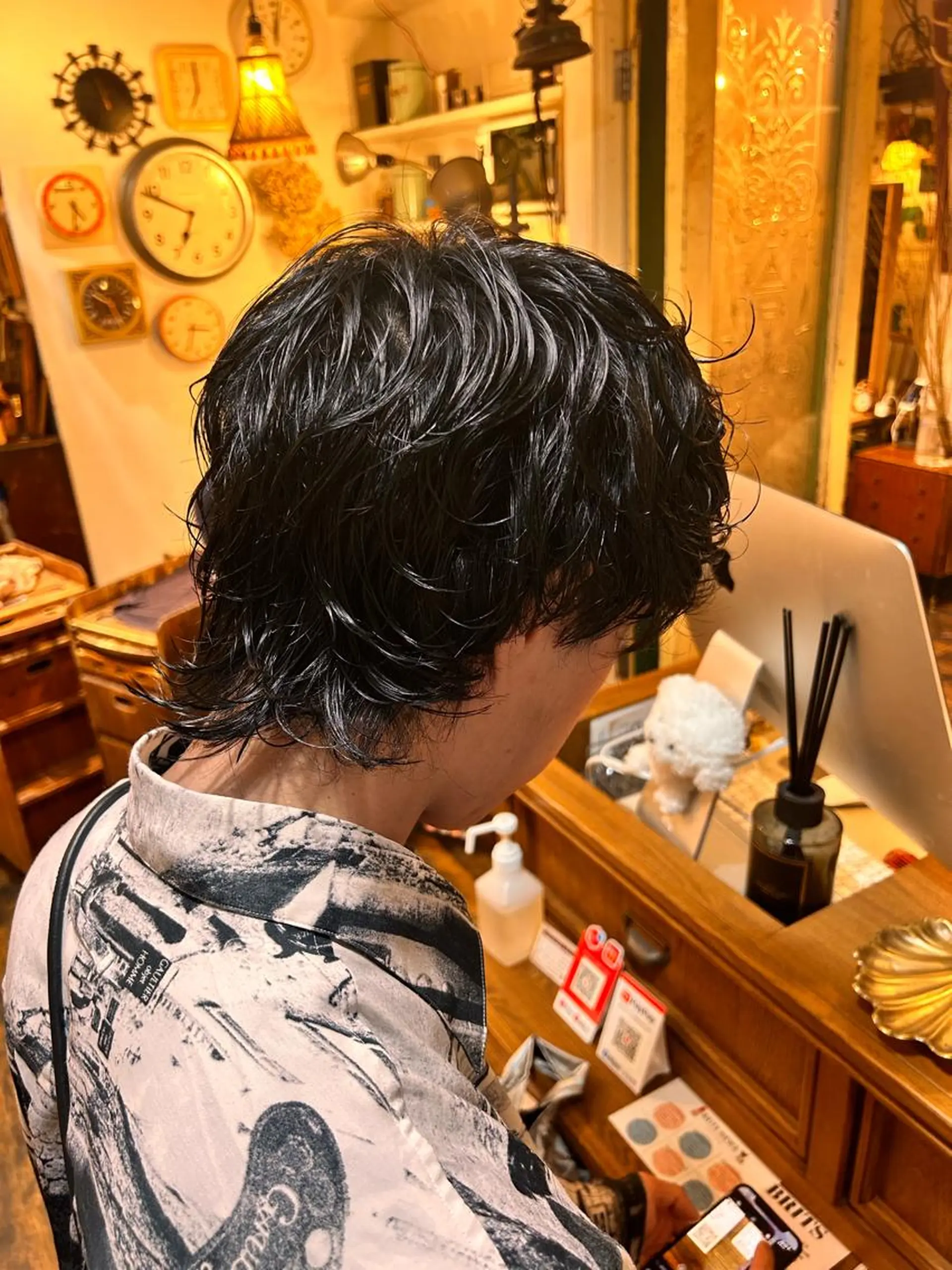 ショート パーマ メンズ メンズパーマ メンズウルフカット ウルフカット カット パーマ 清水千優/パーマ/ メンズパーマのヘアスタイル