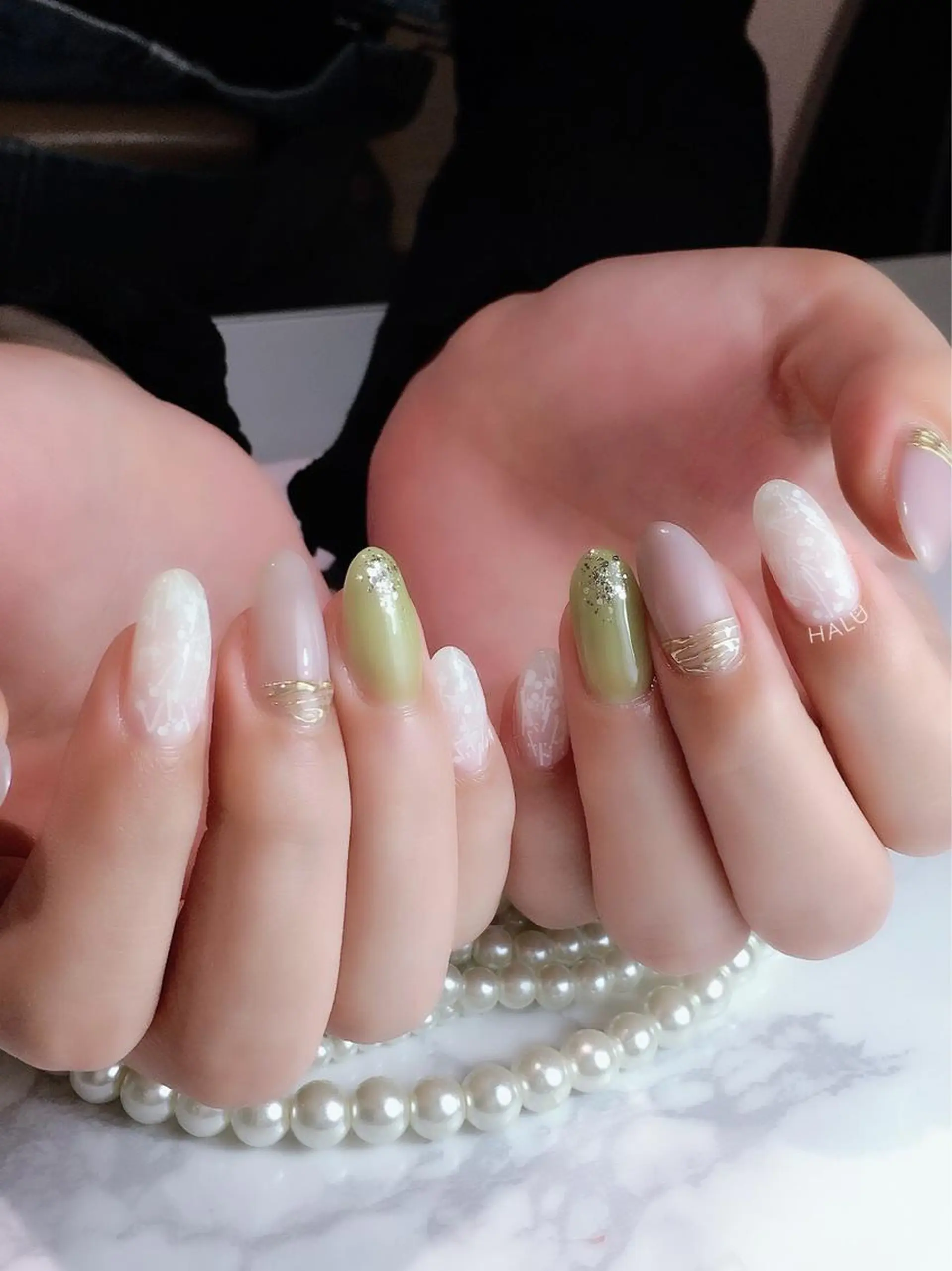 ネイル ピスタチオネイル 春ネイル HALU ハルのネイルデザイン
