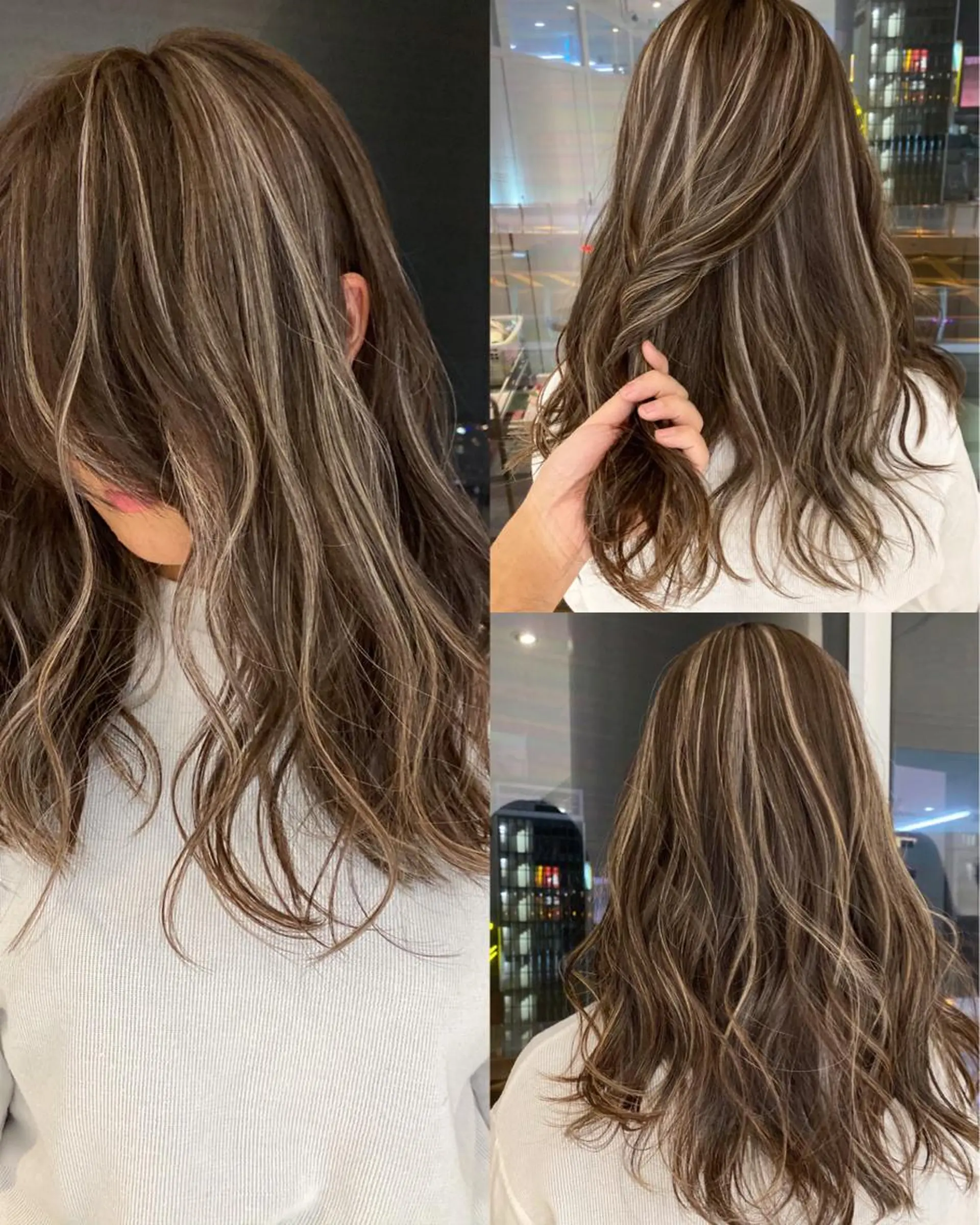 セミロング カラー ブリーチ ハイライトカラー ハイライト welring hair salonのヘアスタイル