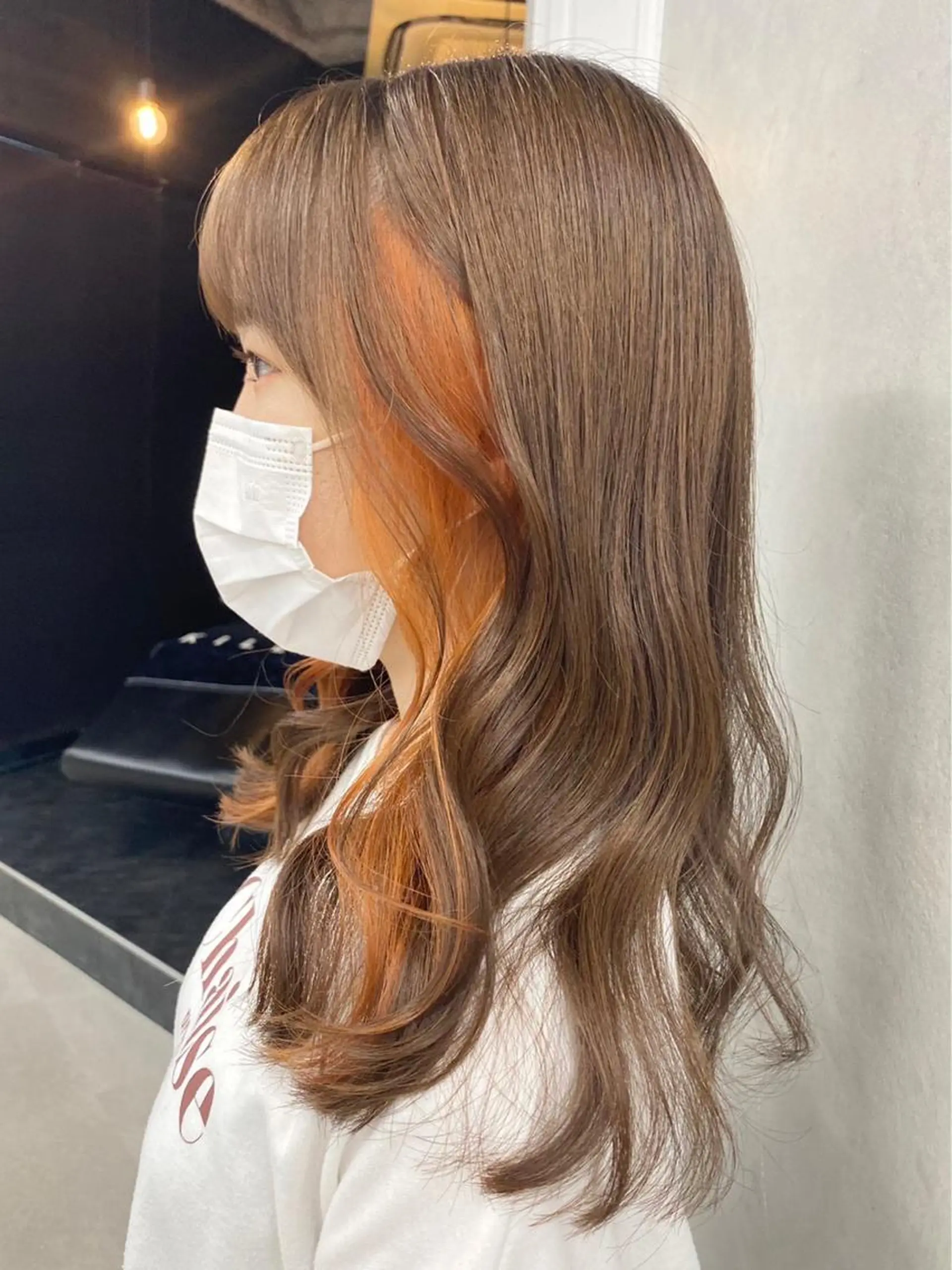 ミディアム カラー オレンジ ブリーチダブルカラー 【koide】のヘアスタイル