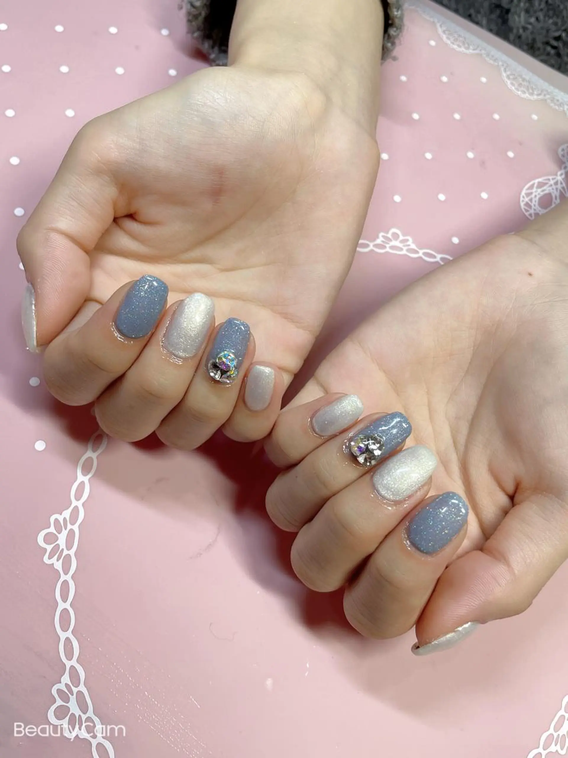ショート ネイル ストーンネイル ハンドネイル 《LB》ラブリエ Nail&eyeのマツエク・マツパデザイン