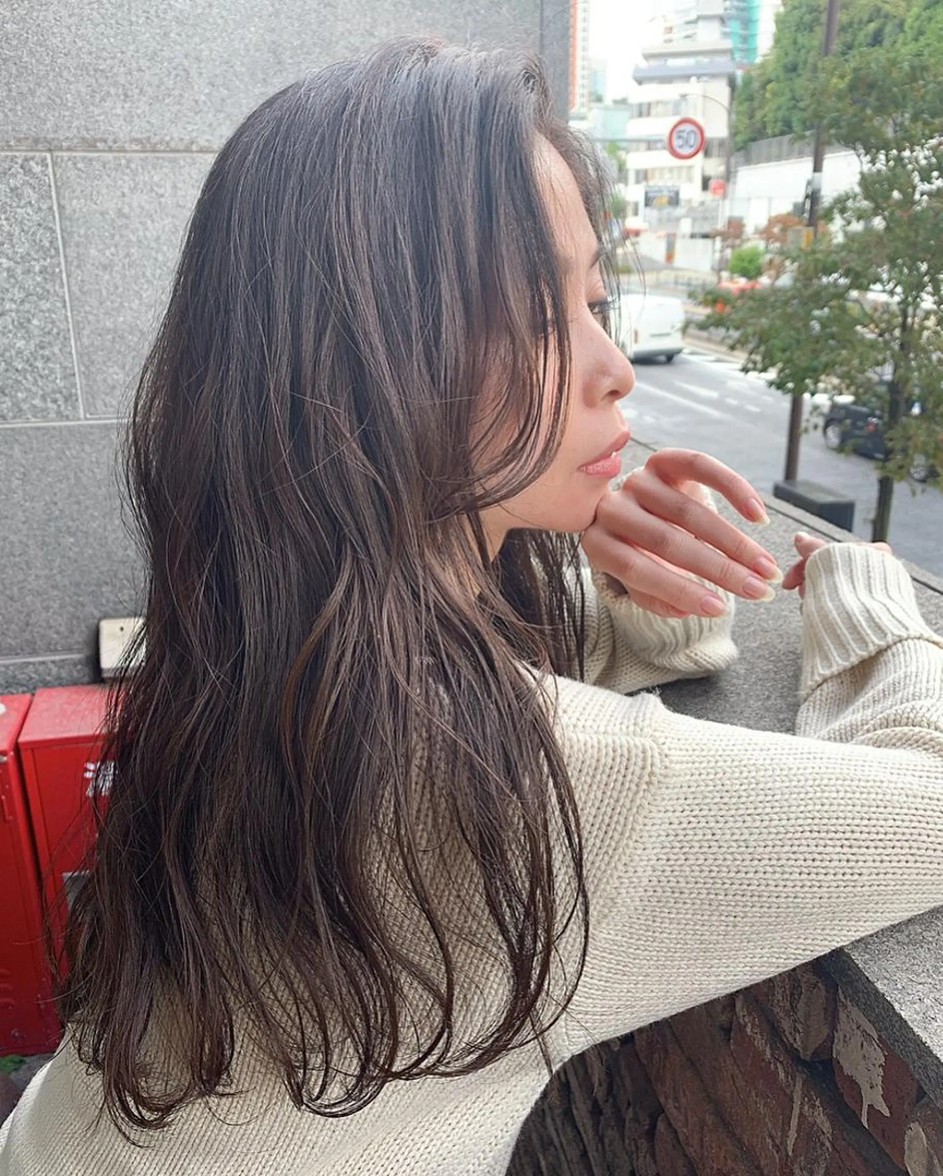 ロング カラー パーマ 透明感カラー グレージュ REEED所属・メンズ特化👨 細谷碧海のヘアスタイル