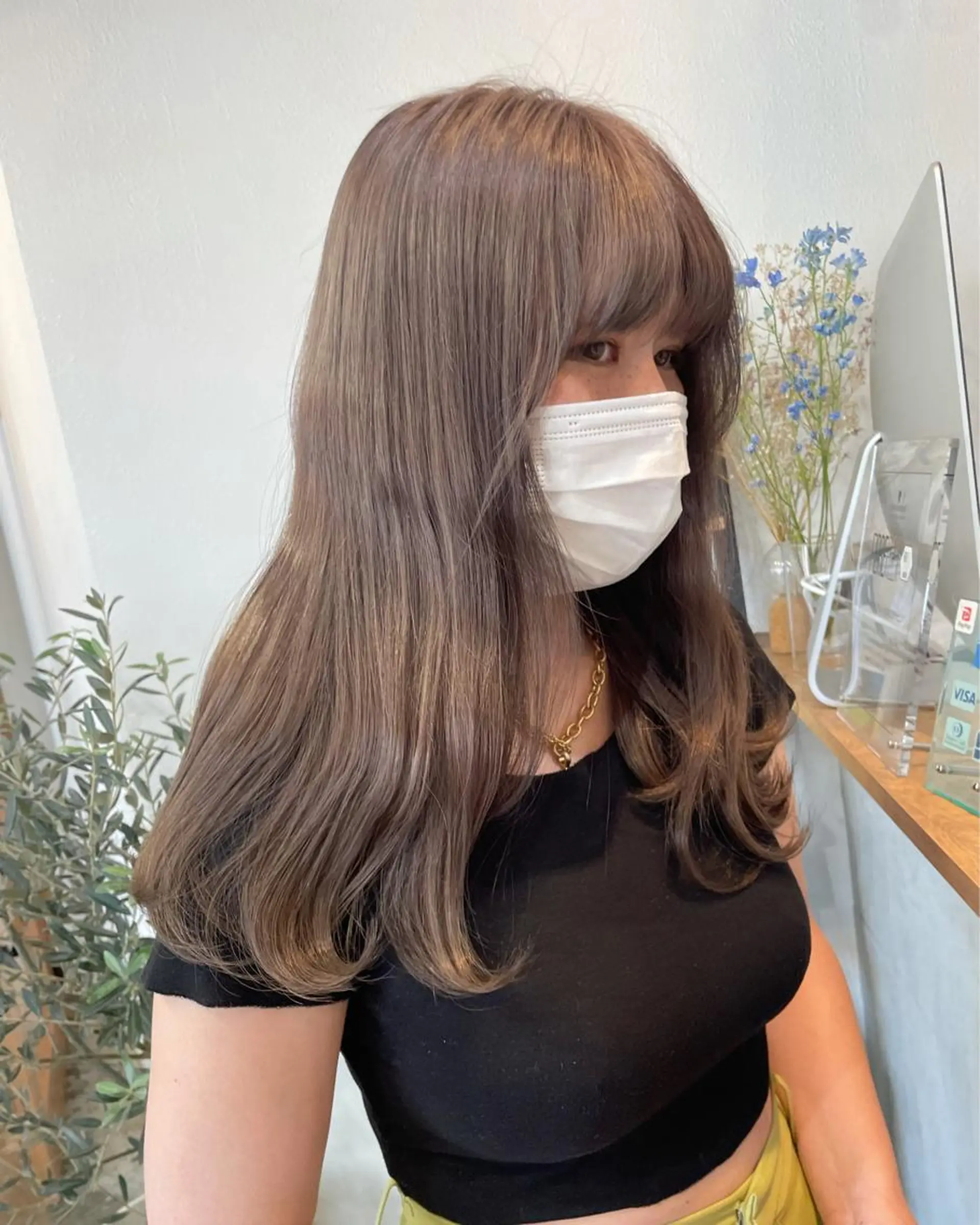 ロング カラー グレージュ カラーモデル募集 吉原佳穂💗のヘアスタイル