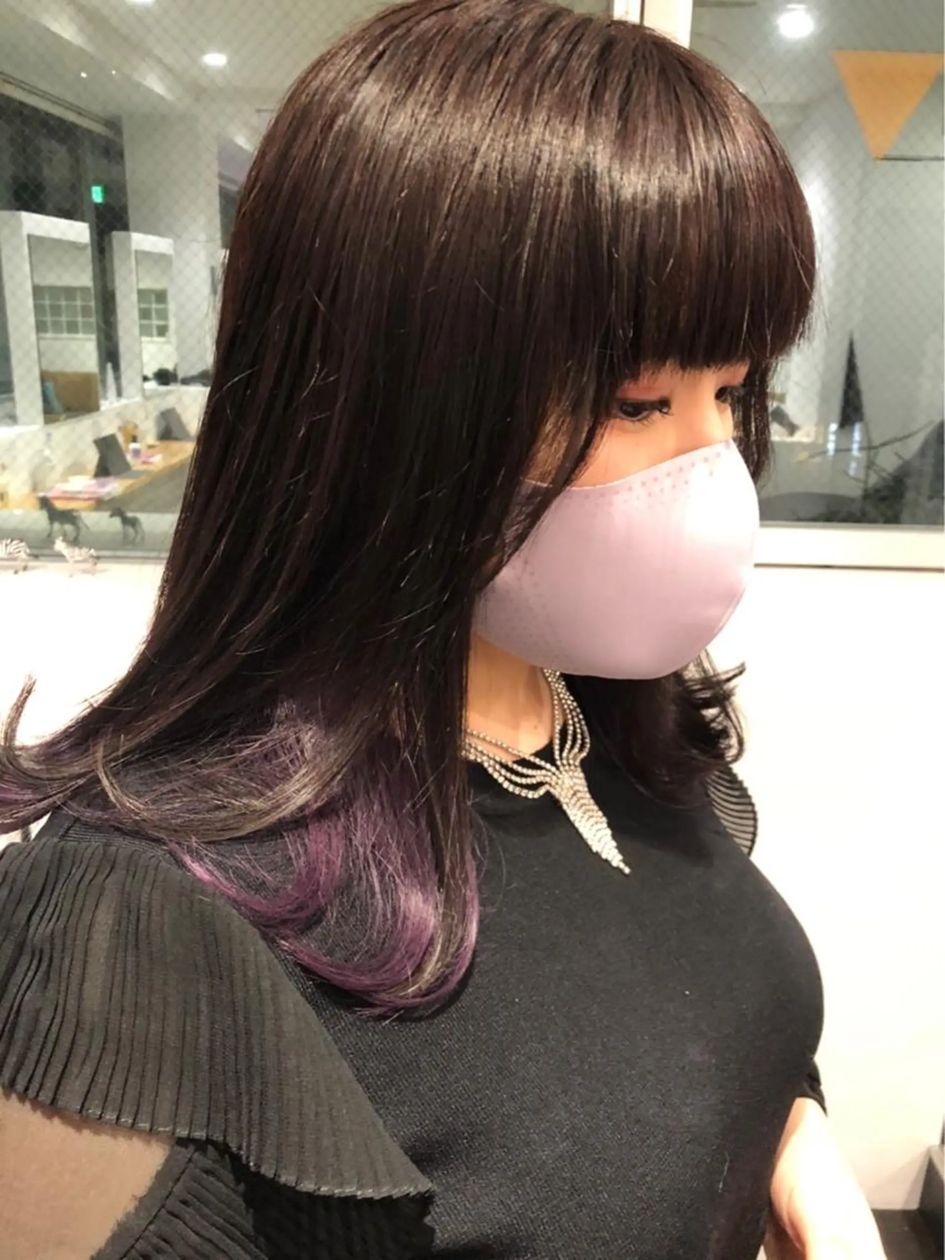 ロング カラー ピンクカラー バイオレットカラー 京都美容師 塩のヘアスタイル