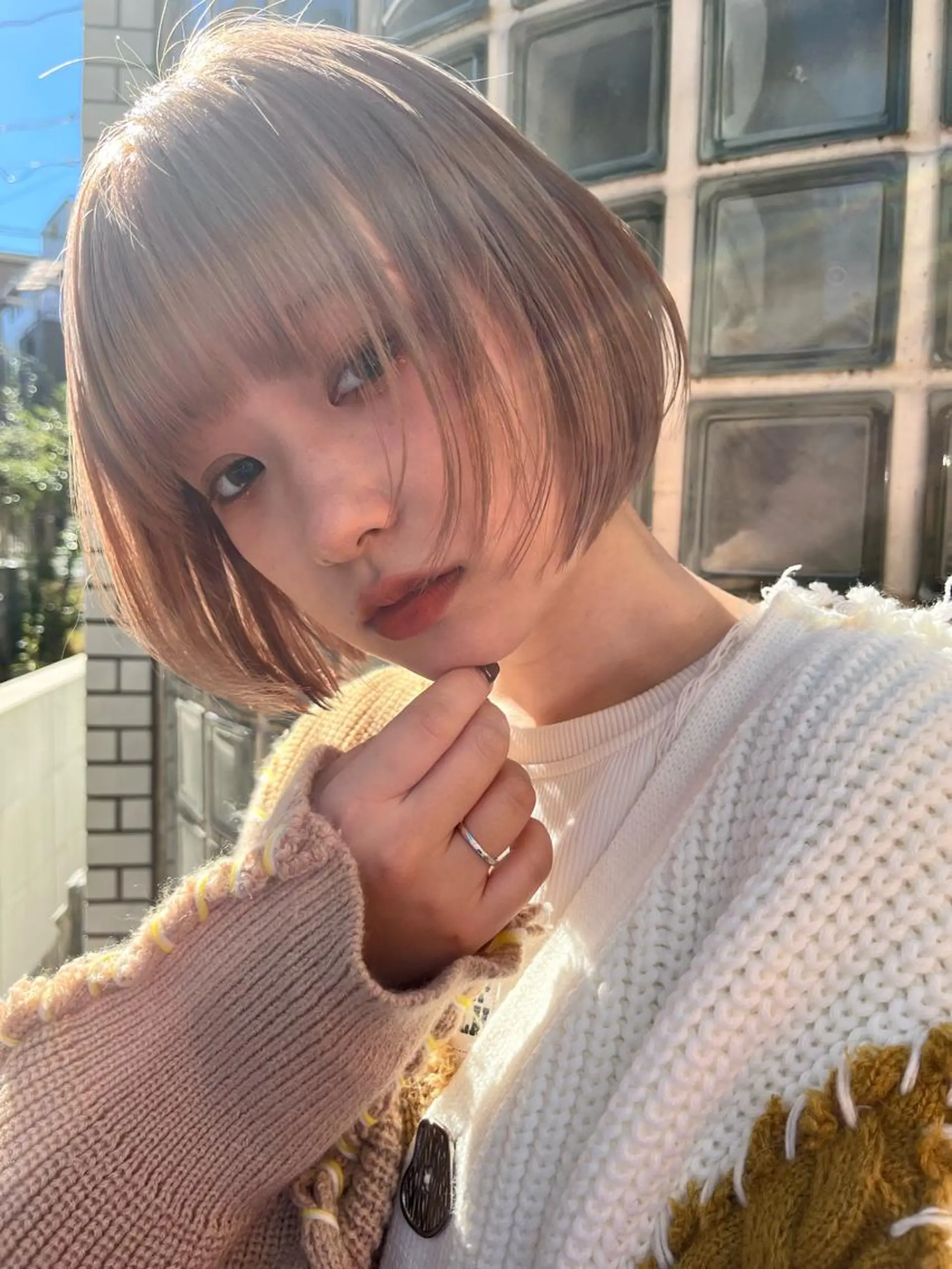 ミディアム カット パーマ トリートメント レイヤーカット/ ブリーチカラー/雅人のヘアスタイル